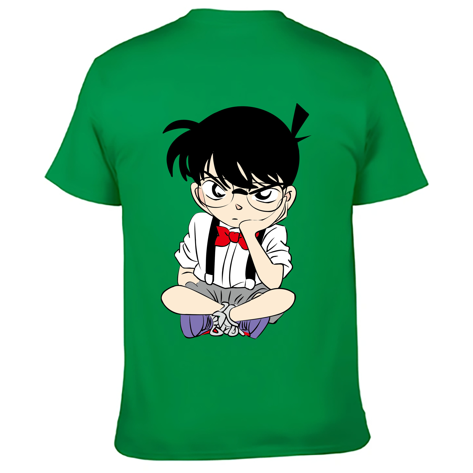 （画像用） 名探偵コナン 江戸川 コナン Detective Conan Conan Edogawa 綿100％ メンズ半袖Tシャツ（バックプリント） 通気性