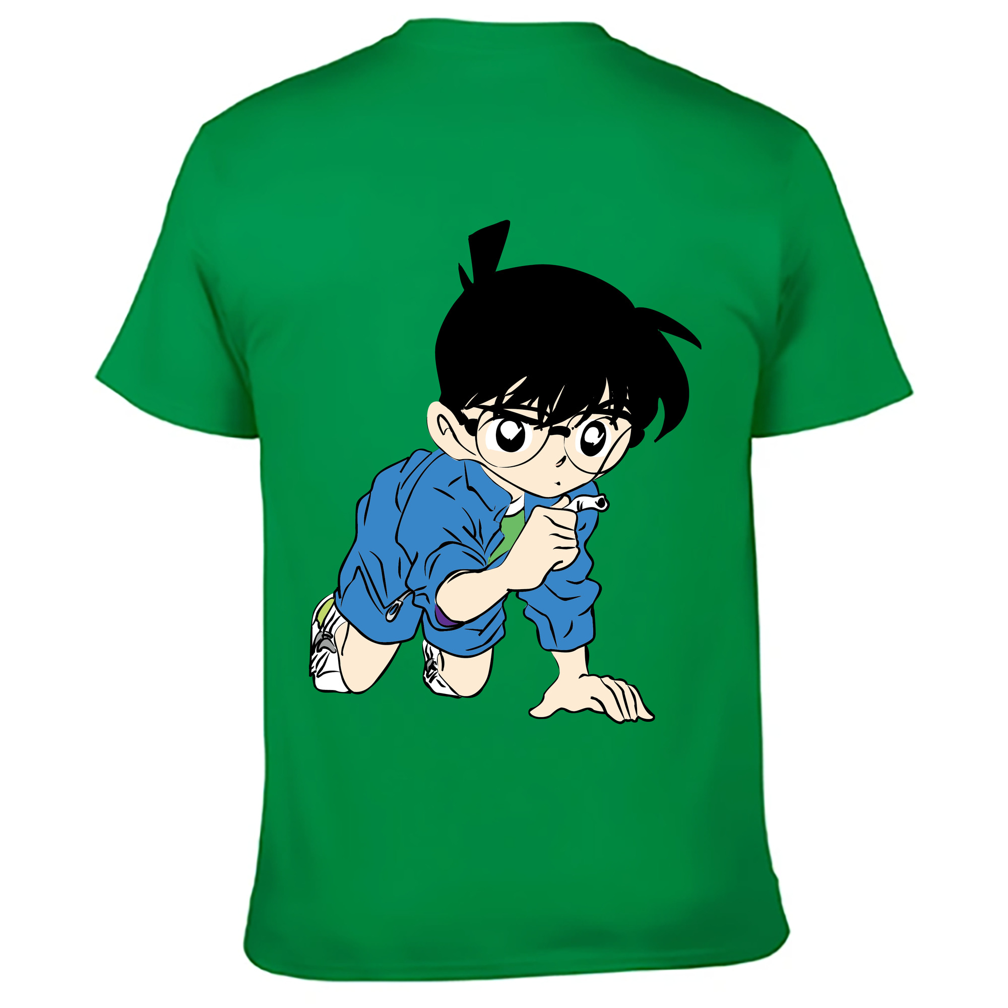（画像用） 名探偵コナン 江戸川 コナン Detective Conan Conan Edogawa 綿100％ メンズ半袖Tシャツ（バックプリント） 通気性