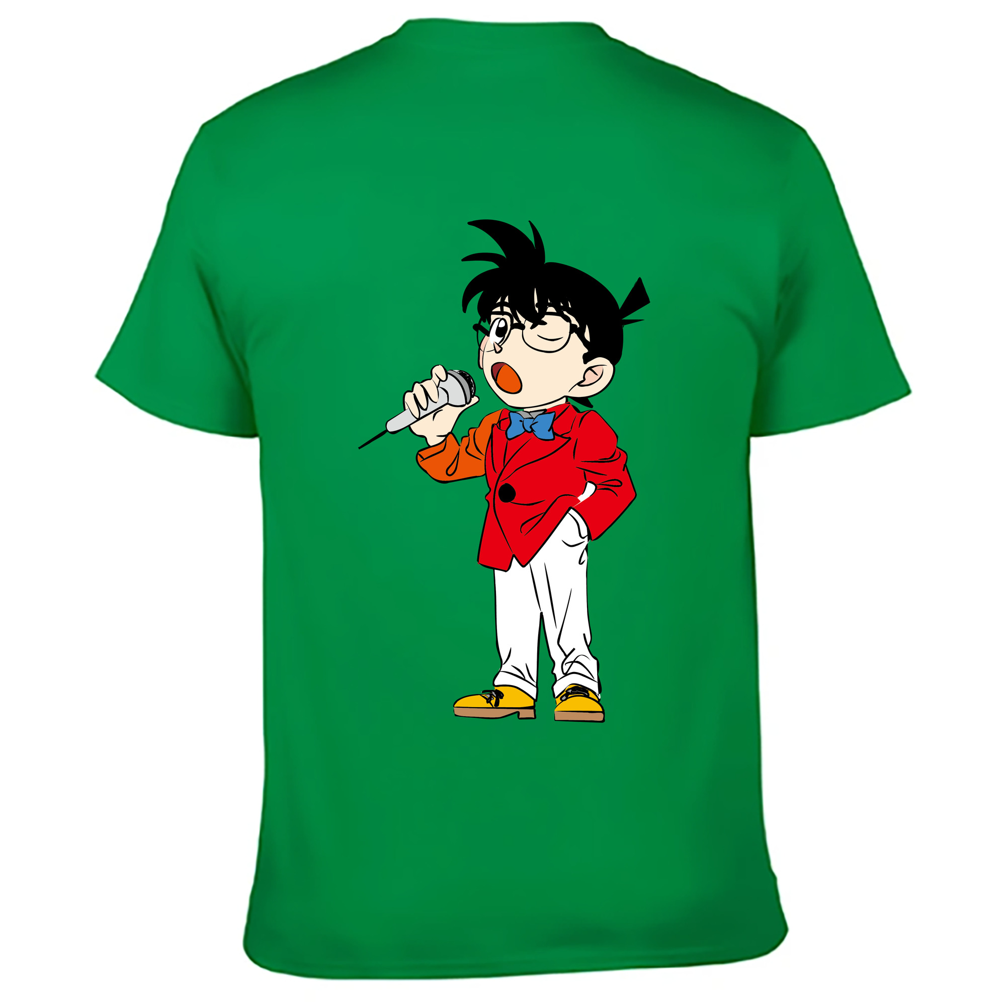 （画像用） 名探偵コナン 江戸川 コナン Detective Conan Conan Edogawa 綿100％ メンズ半袖Tシャツ（バックプリント） 通気性