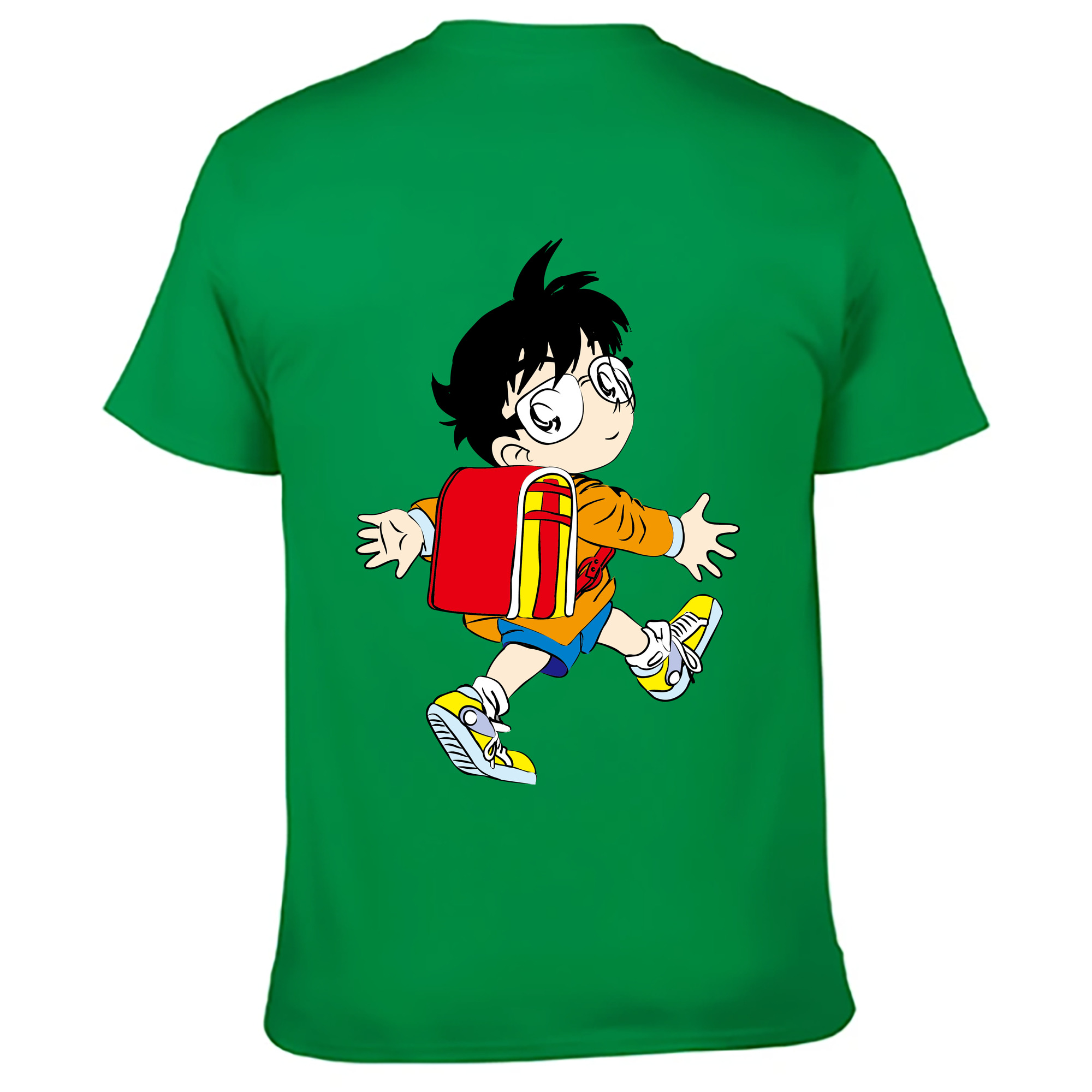 （画像用） 名探偵コナン 江戸川 コナン Detective Conan Conan Edogawa 綿100％ メンズ半袖Tシャツ（バックプリント） 通気性