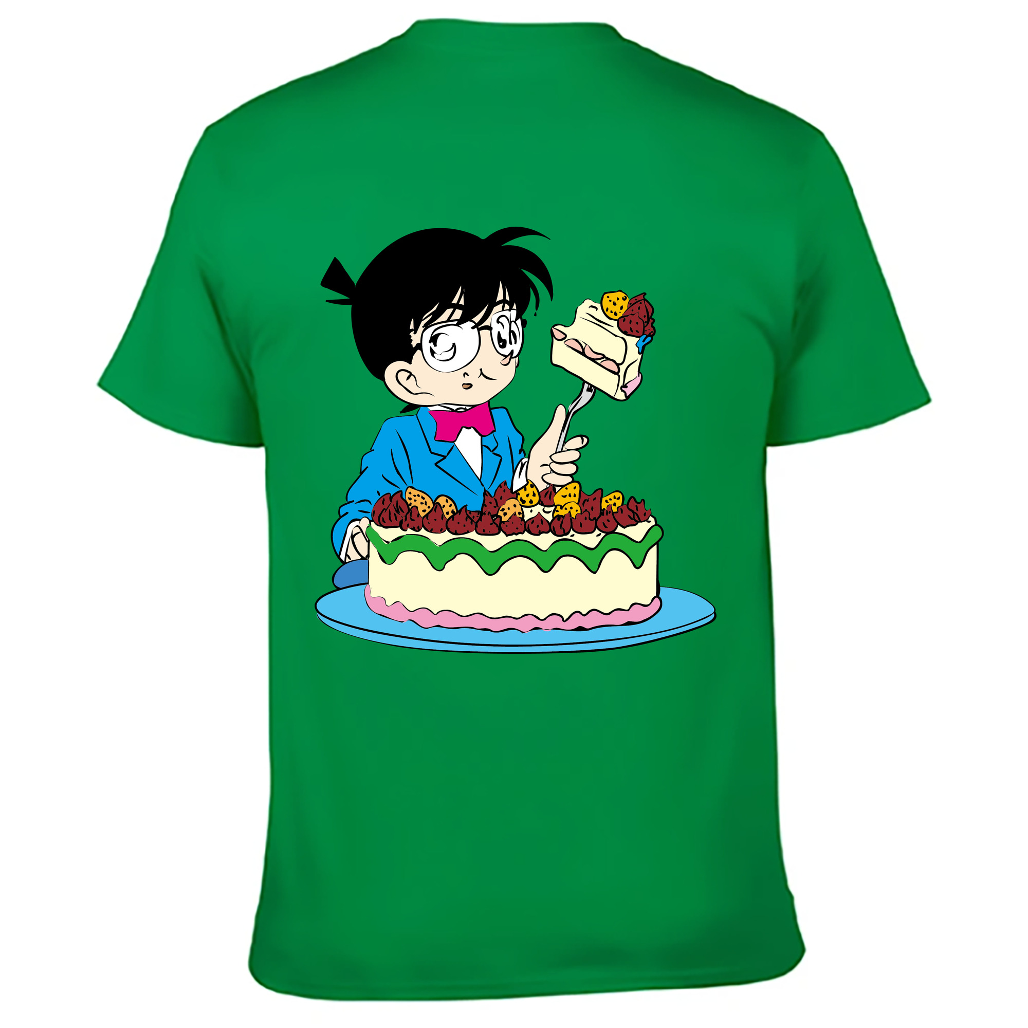 （画像用） 名探偵コナン 江戸川 コナン Detective Conan Conan Edogawa 綿100％ メンズ半袖Tシャツ（バックプリント） 通気性
