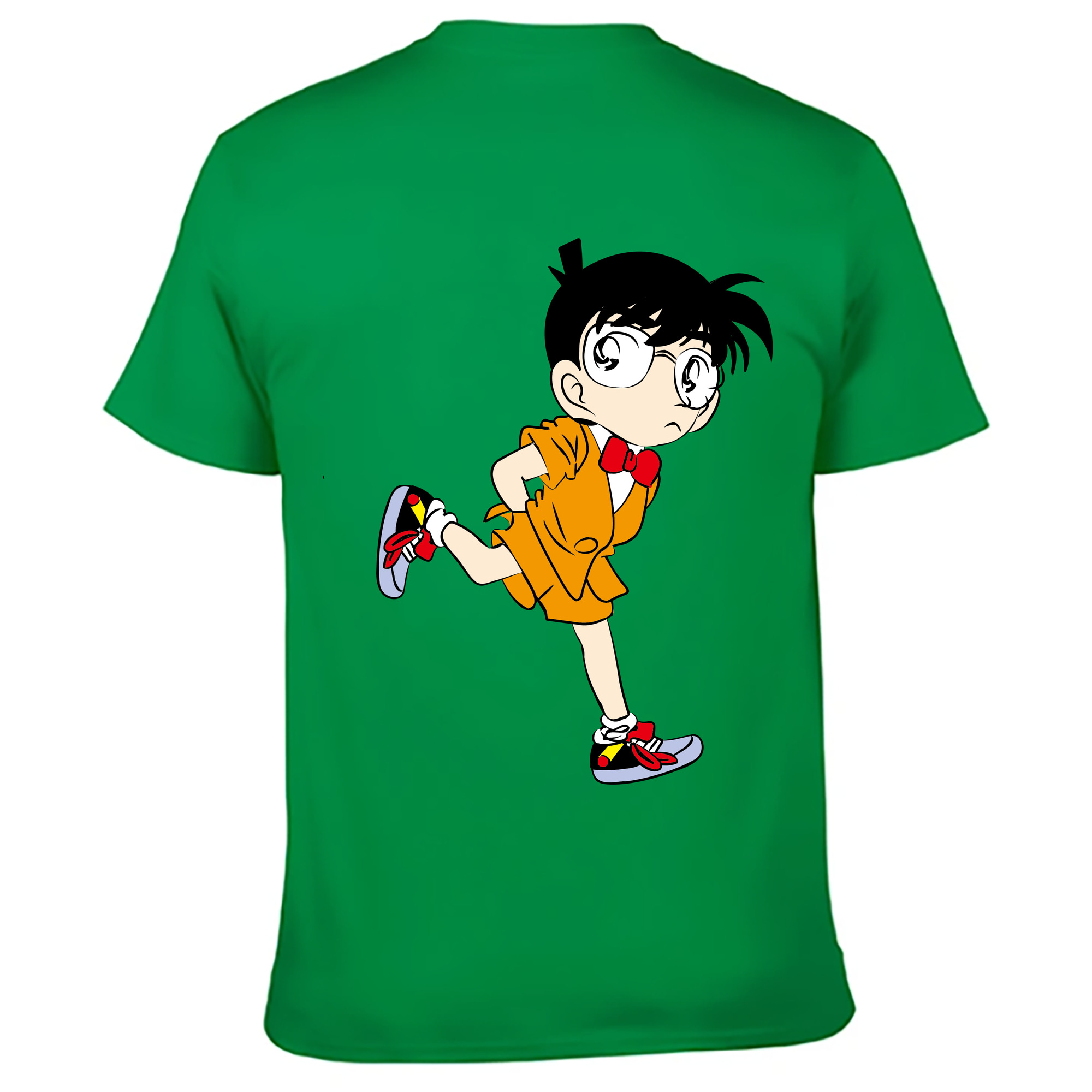 （画像用） 名探偵コナン 江戸川 コナン Detective Conan Conan Edogawa 綿100％ メンズ半袖Tシャツ（バックプリント） 通気性