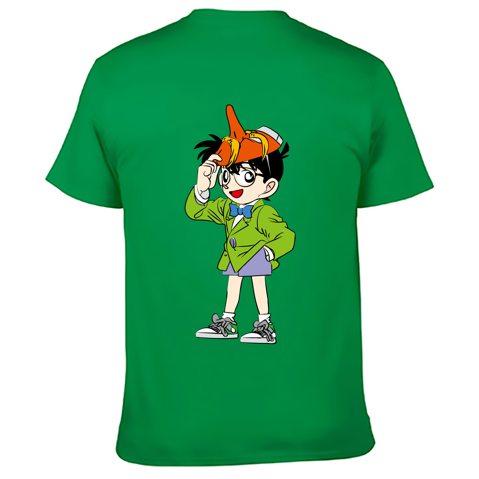 （画像用） 名探偵コナン 江戸川 コナン Detective Conan Conan Edogawa 綿100％ メンズ半袖Tシャツ（バックプリント） 通気性