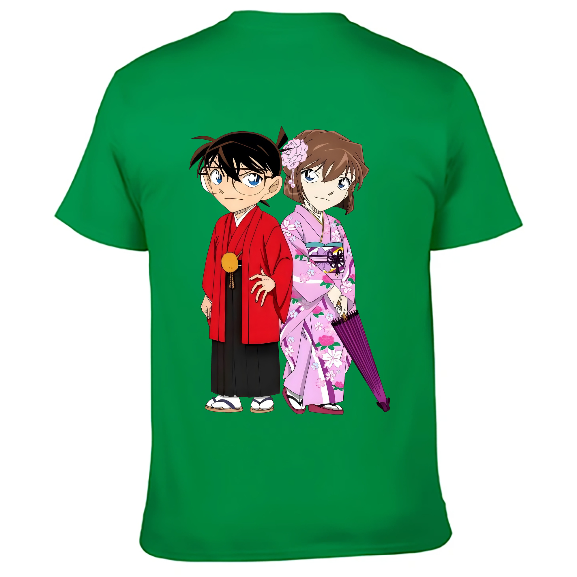 （画像用） 名探偵コナン 江戸川 コナン Detective Conan Conan Edogawa 綿100％ メンズ半袖Tシャツ（バックプリント） 通気性