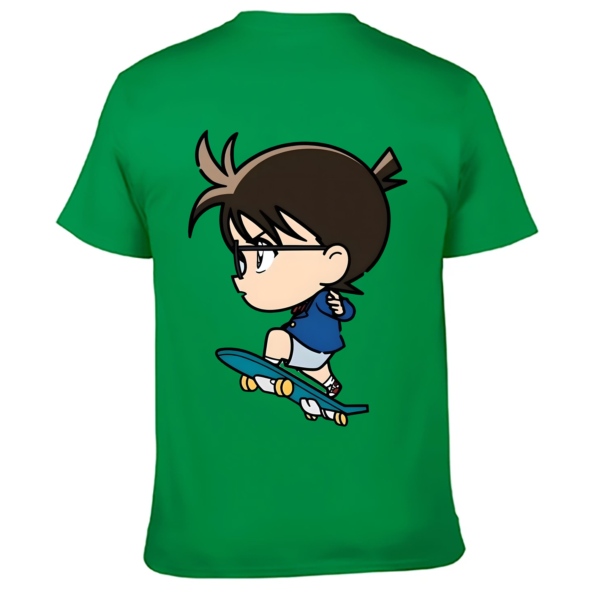 （画像用） 名探偵コナン 江戸川 コナン Detective Conan Conan Edogawa 綿100％ メンズ半袖Tシャツ（バックプリント） 通気性