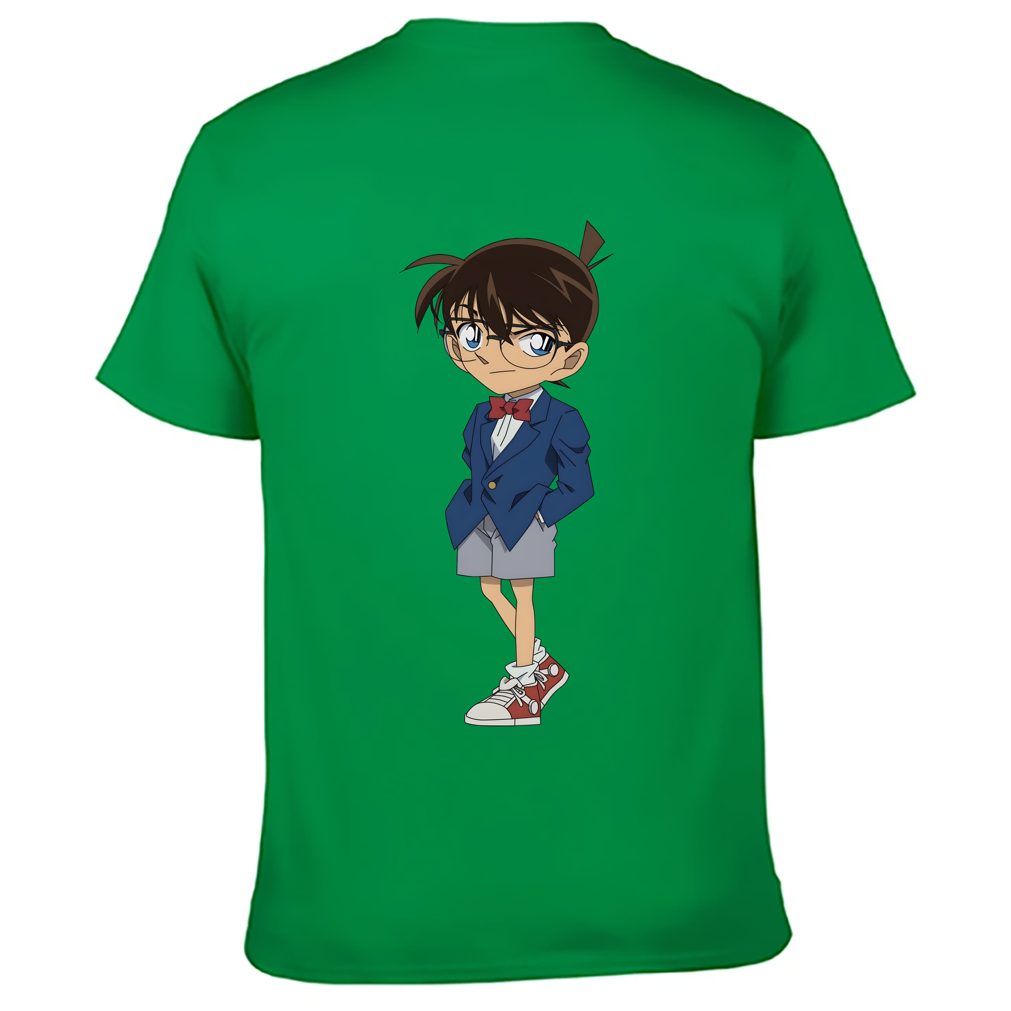 （画像用） 名探偵コナン 江戸川 コナン Detective Conan Conan Edogawa 綿100％ メンズ半袖Tシャツ（バックプリント） 通気性