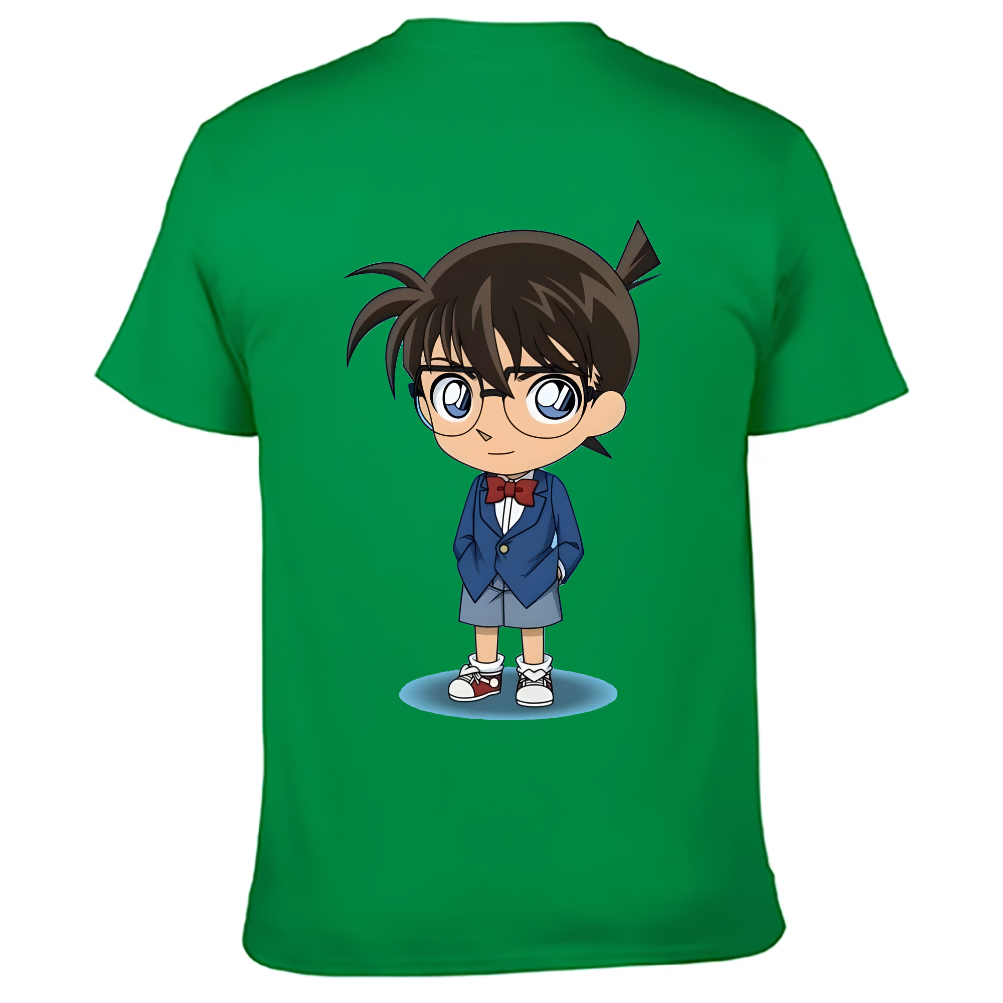 （画像用） 名探偵コナン 江戸川 コナン Detective Conan Conan Edogawa 綿100％ メンズ半袖Tシャツ（バックプリント） 通気性
