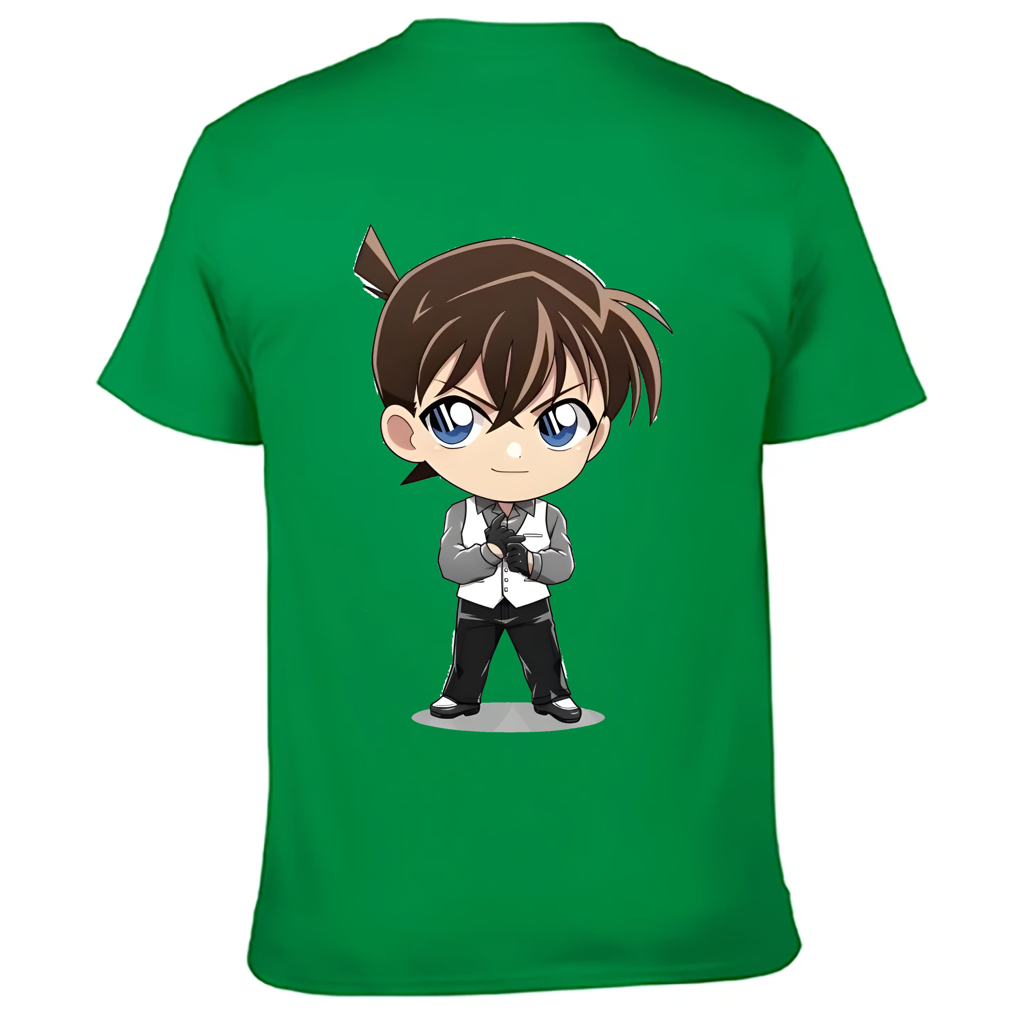 （画像用） 名探偵コナン 江戸川 コナン Detective Conan Conan Edogawa 綿100％ メンズ半袖Tシャツ（バックプリント） 通気性