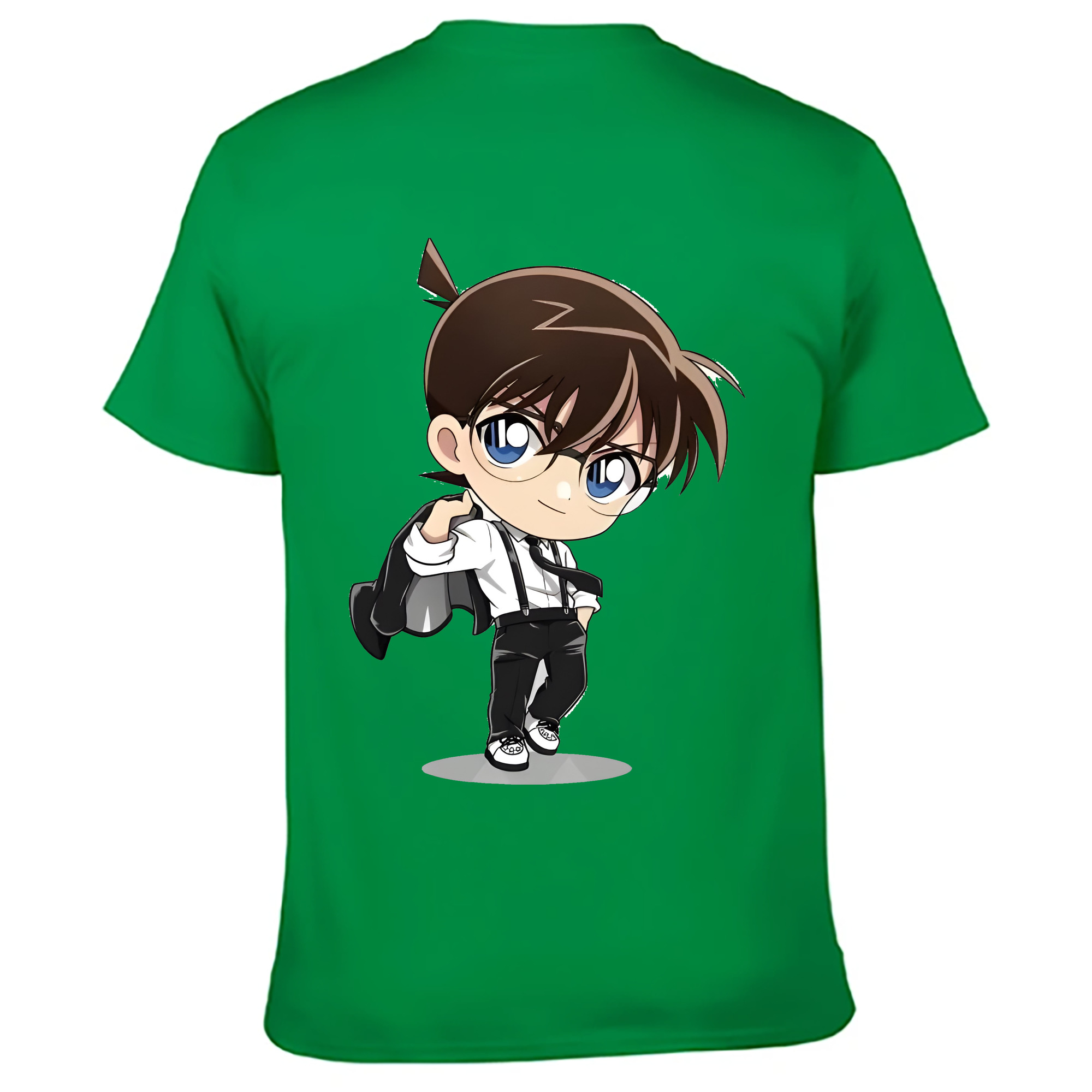 （画像用） 名探偵コナン 江戸川 コナン Detective Conan Conan Edogawa 綿100％ メンズ半袖Tシャツ（バックプリント） 通気性