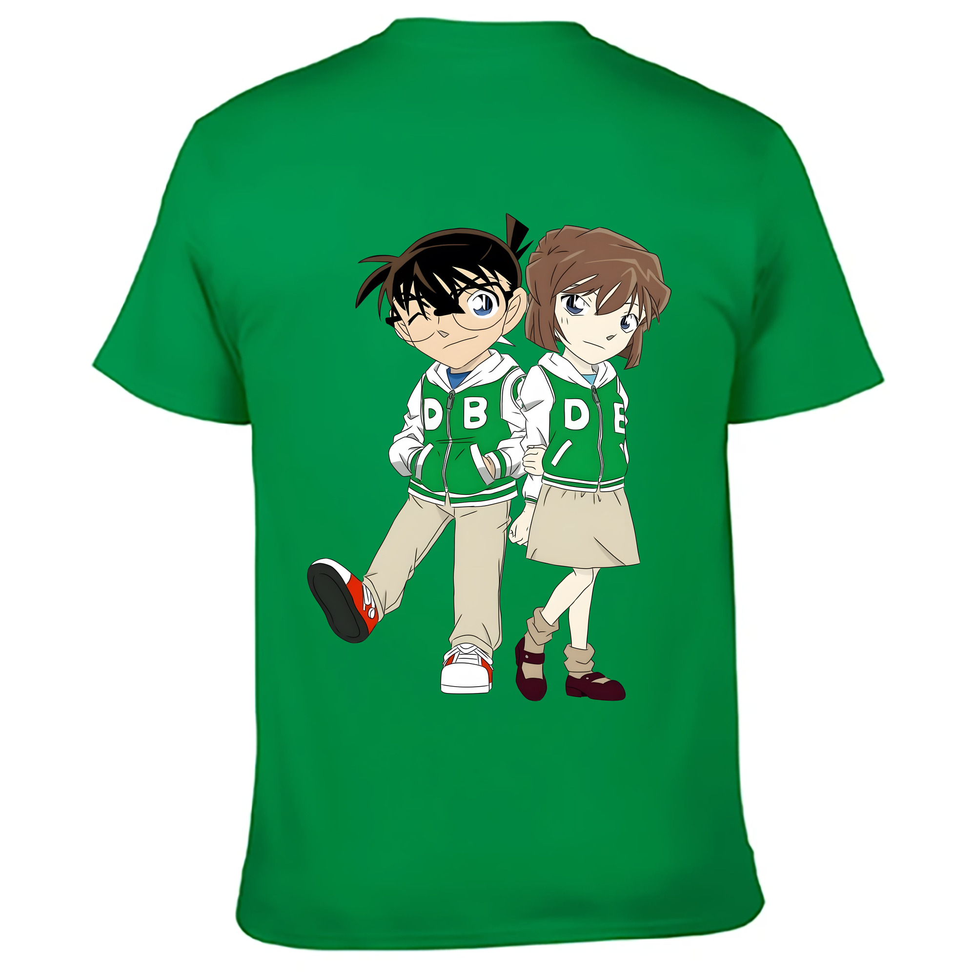 （画像用） 名探偵コナン 江戸川 コナン Detective Conan Conan Edogawa 綿100％ メンズ半袖Tシャツ（バックプリント） 通気性