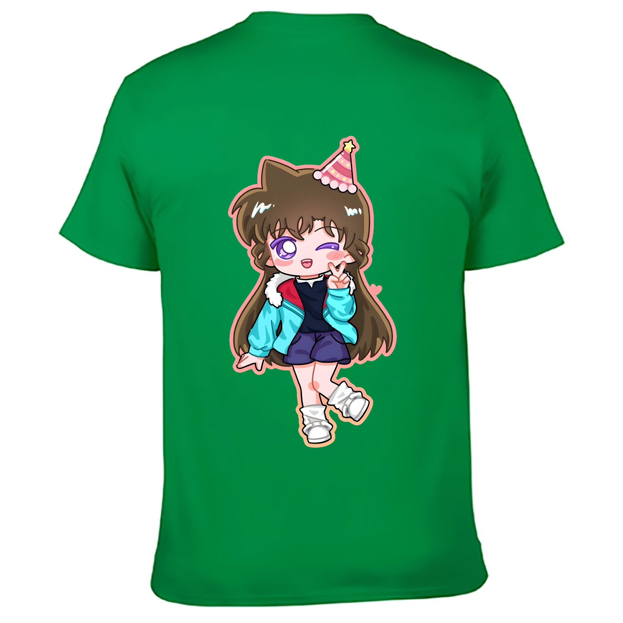 （画像用） 名探偵コナン 毛利 蘭 もうり らん、モーリ ラン Detective Conan Rachel Moore 綿100％ メンズ半袖Tシャツ（バックプリント） 通気性