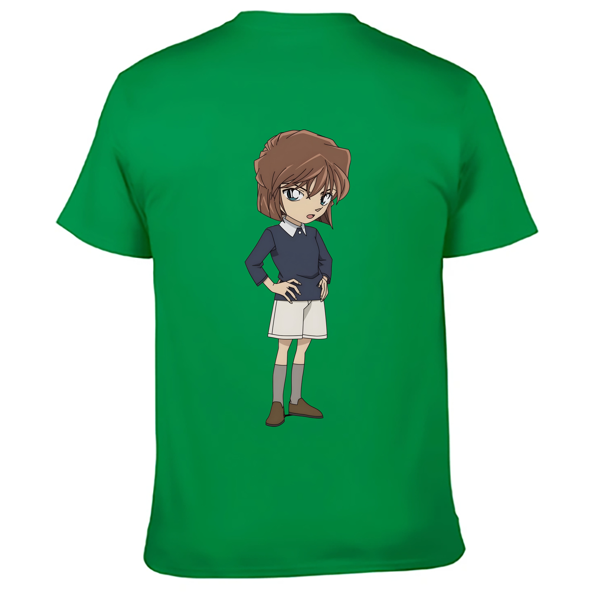 （画像用） 名探偵コナン 灰原 哀 はいばら あい Detective Conan Anita Hailey、Vi Graythorn Haibara Ai 綿100％ メンズ半袖Tシャツ（バックプリント） 通気性