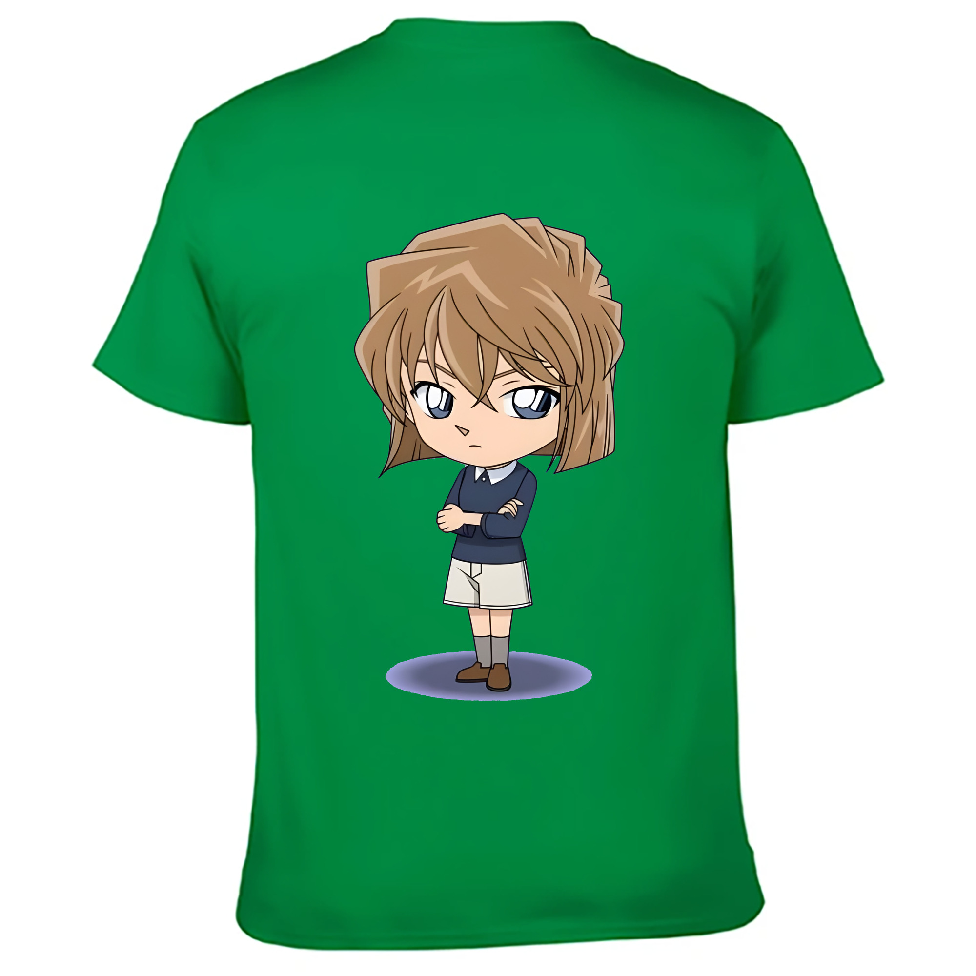 （画像用） 名探偵コナン 灰原 哀 はいばら あい Detective Conan Anita Hailey、Vi Graythorn Haibara Ai 綿100％ メンズ半袖Tシャツ（バックプリント） 通気性