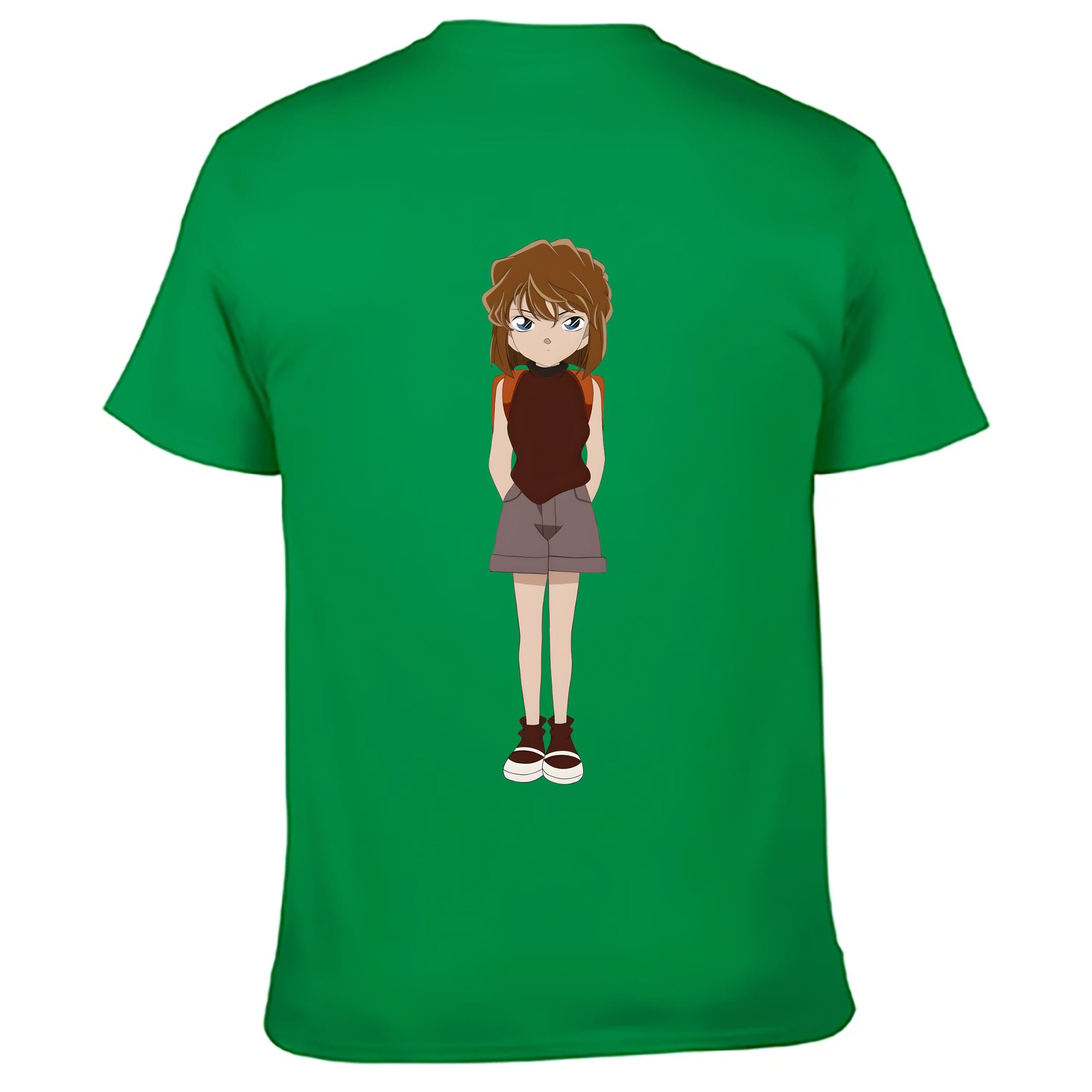 （画像用） 名探偵コナン 灰原 哀 はいばら あい Detective Conan Anita Hailey、Vi Graythorn Haibara Ai 綿100％ メンズ半袖Tシャツ（バックプリント） 通気性