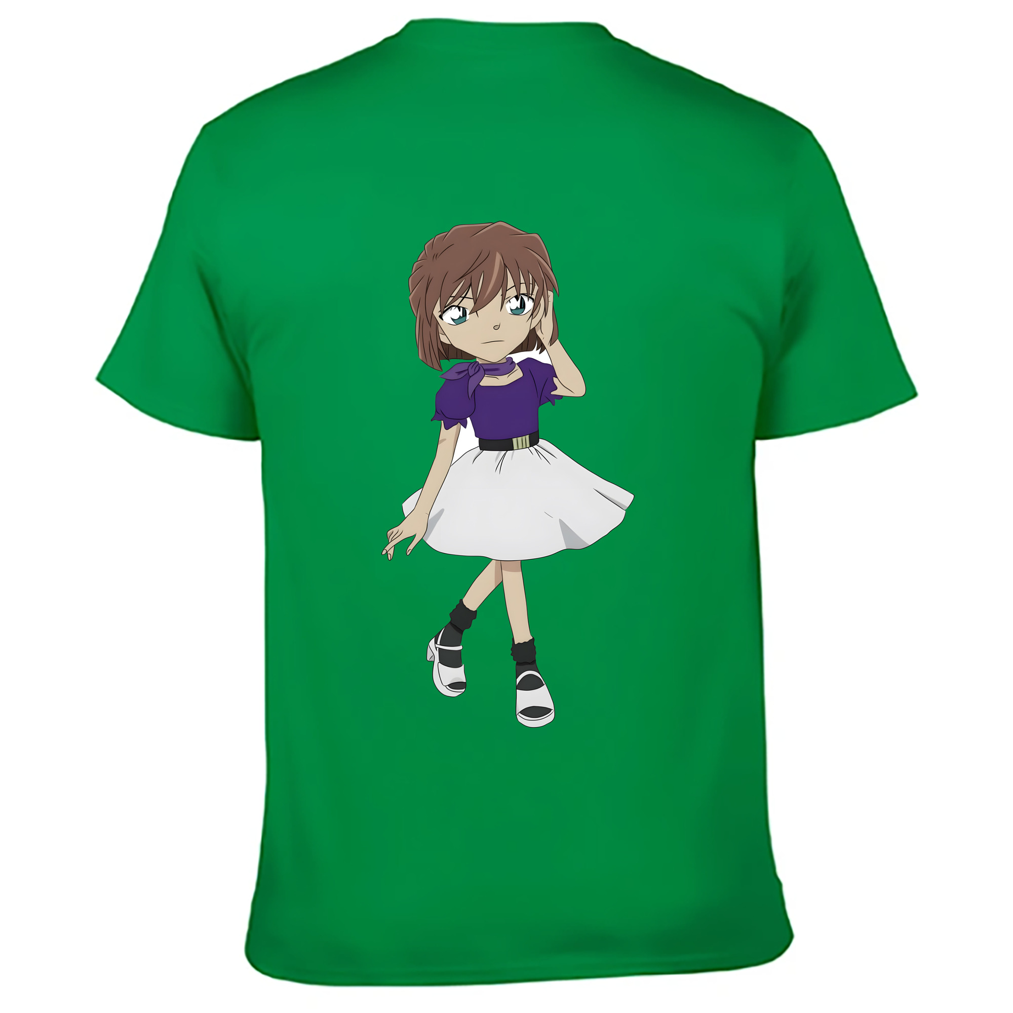 （画像用） 名探偵コナン 灰原 哀 はいばら あい Detective Conan Anita Hailey、Vi Graythorn Haibara Ai 綿100％ メンズ半袖Tシャツ（バックプリント） 通気性