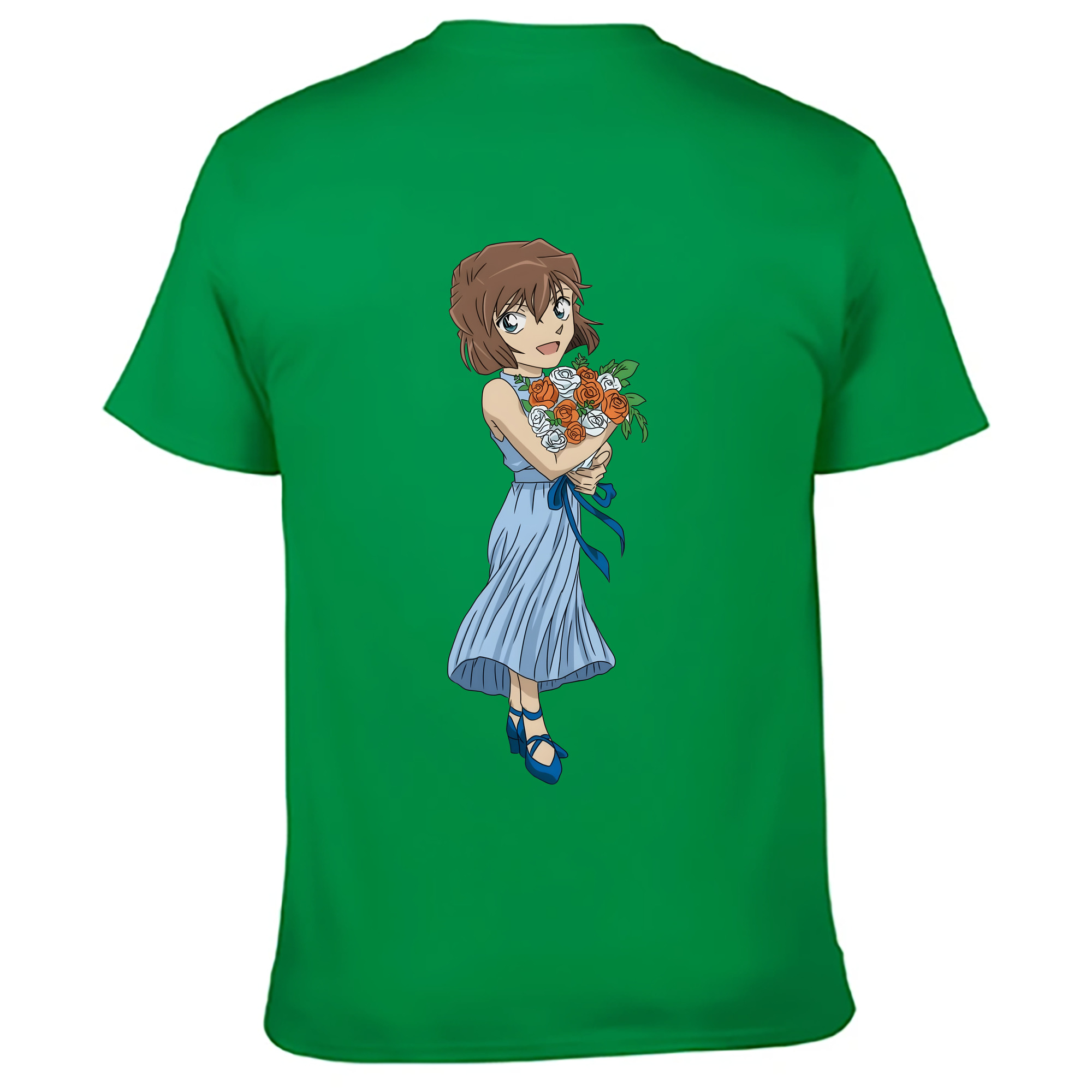 （画像用） 名探偵コナン 灰原 哀 はいばら あい Detective Conan Anita Hailey、Vi Graythorn Haibara Ai 綿100％ メンズ半袖Tシャツ（バックプリント） 通気性