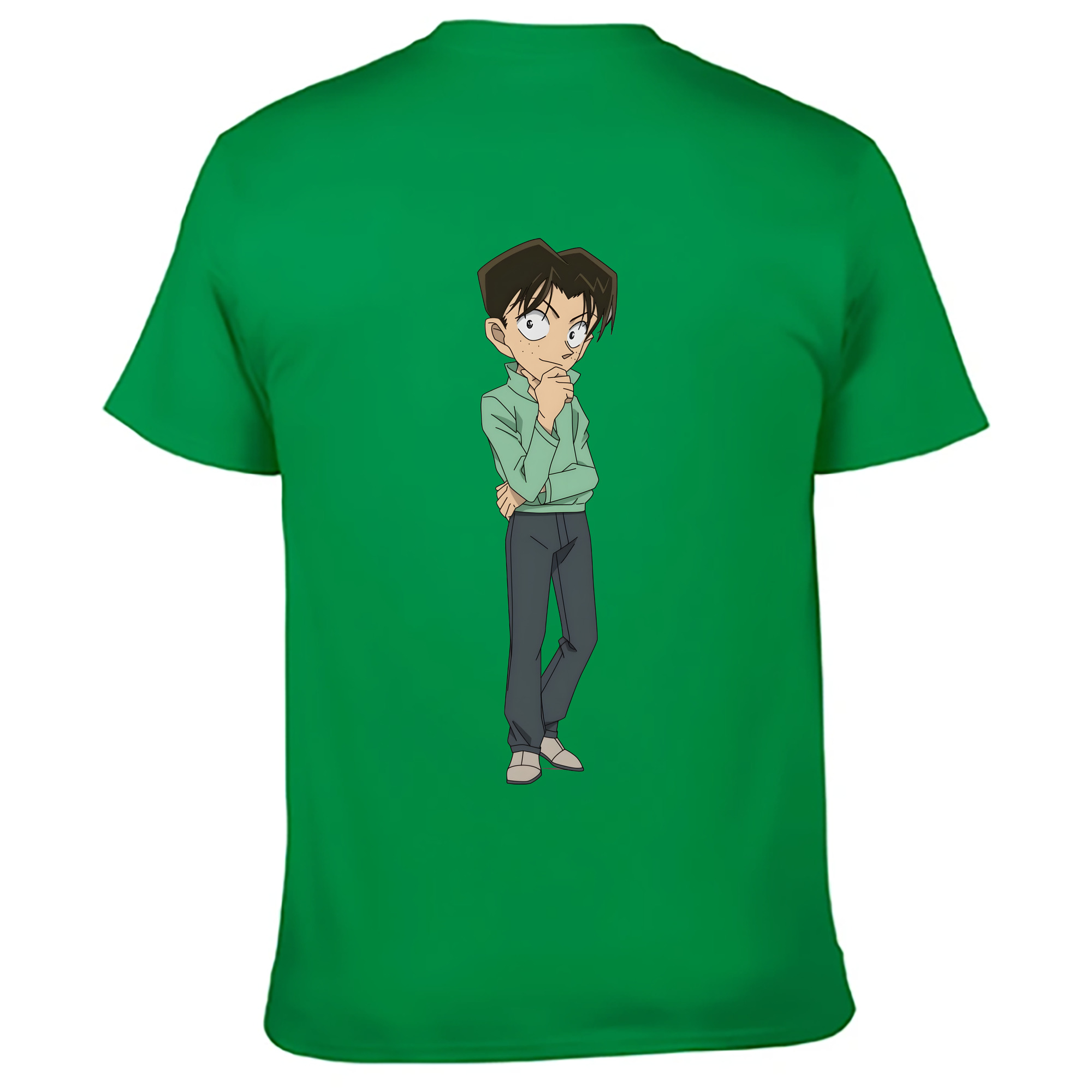 （画像用） 名探偵コナン 円谷 光彦 つぶらや みつひこ Detective Conan Mitch Tennyson 綿100％ メンズ半袖Tシャツ（バックプリント） 通気性