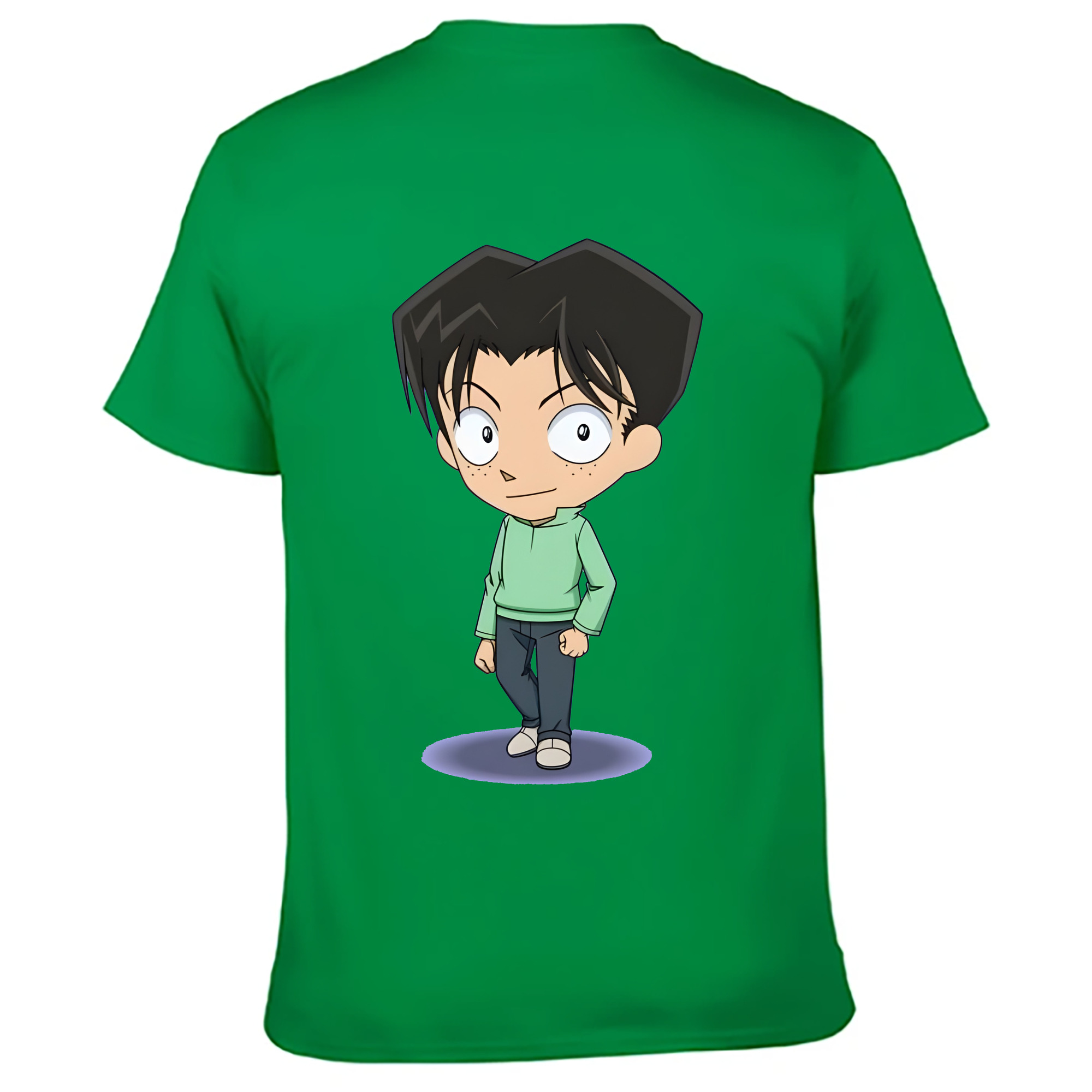 （画像用） 名探偵コナン 円谷 光彦 つぶらや みつひこ Detective Conan Mitch Tennyson 綿100％ メンズ半袖Tシャツ（バックプリント） 通気性