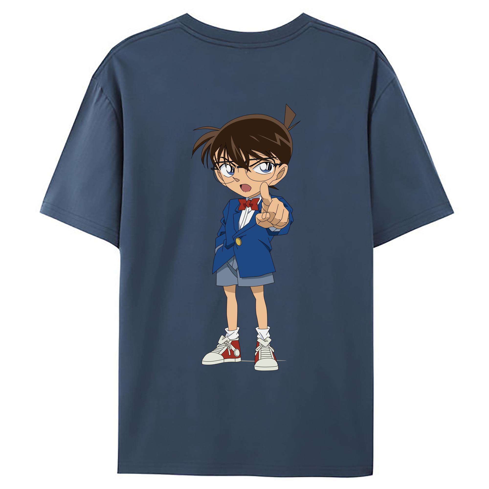 （画像用） 名探偵コナン 江戸川 コナン Detective Conan Conan Edogawa 綿100％ メンズ半袖Tシャツ（バックプリント） 通気性