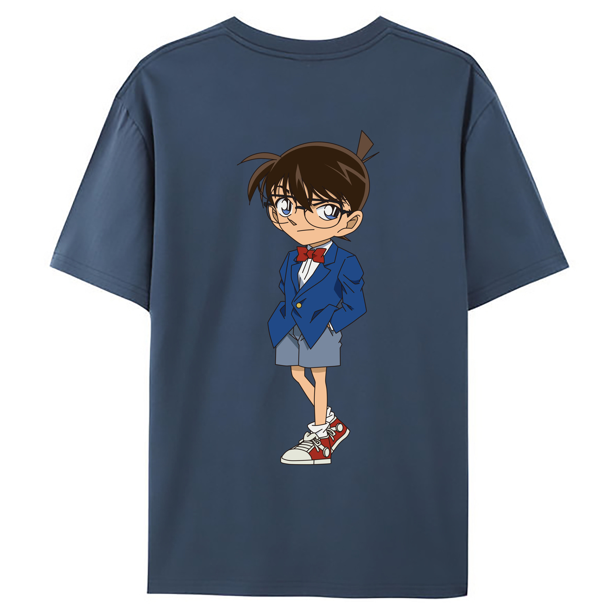 （画像用） 名探偵コナン 江戸川 コナン Detective Conan Conan Edogawa 綿100％ メンズ半袖Tシャツ（バックプリント） 通気性