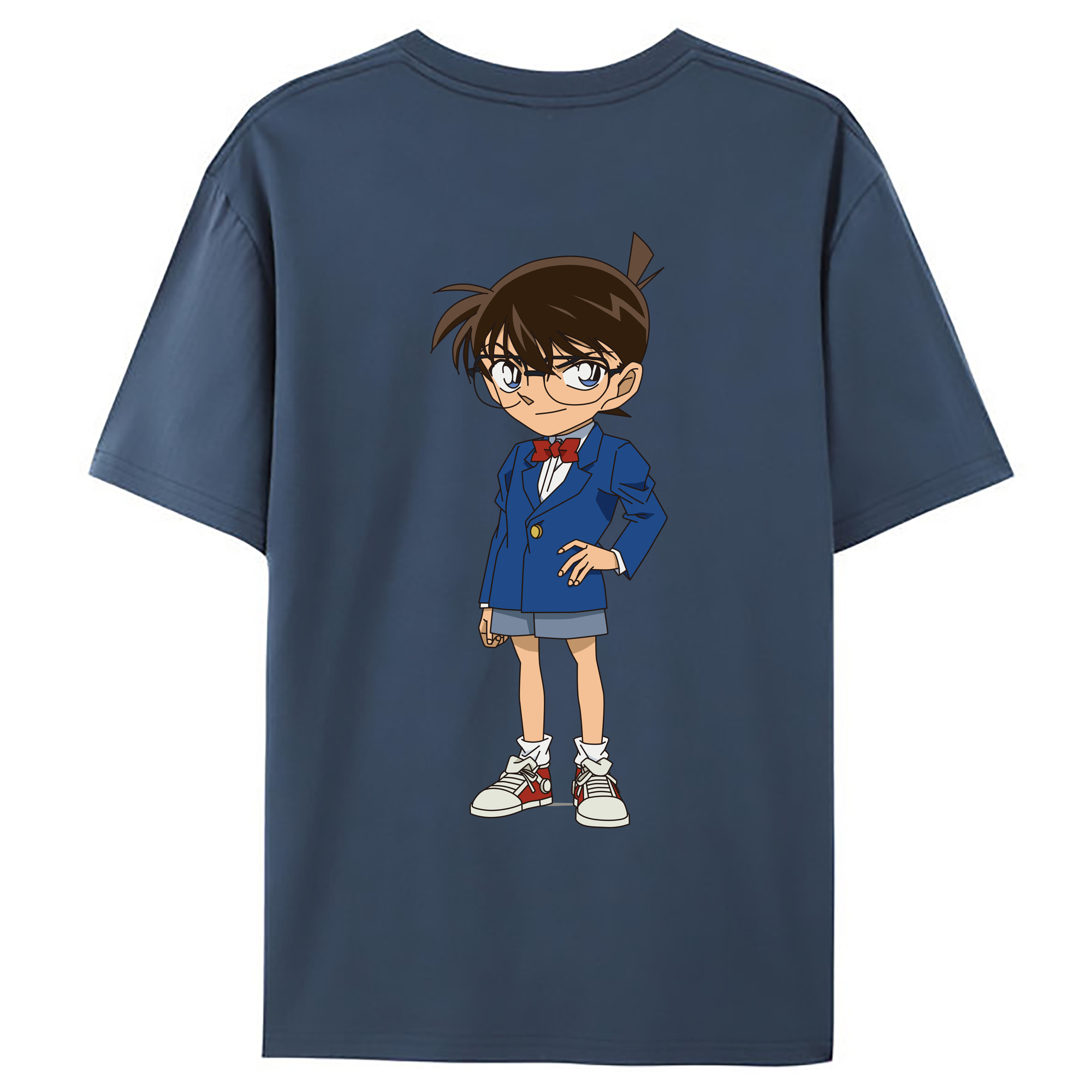 （画像用） 名探偵コナン 江戸川 コナン Detective Conan Conan Edogawa 綿100％ メンズ半袖Tシャツ（バックプリント） 通気性