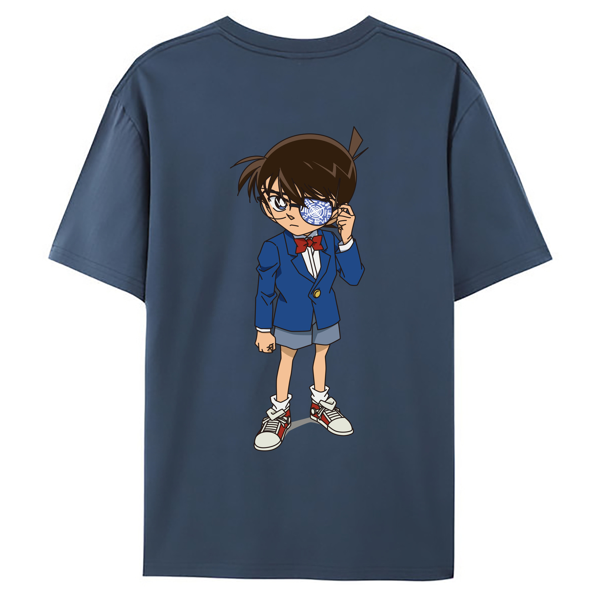 （画像用） 名探偵コナン 江戸川 コナン Detective Conan Conan Edogawa 綿100％ メンズ半袖Tシャツ（バックプリント） 通気性