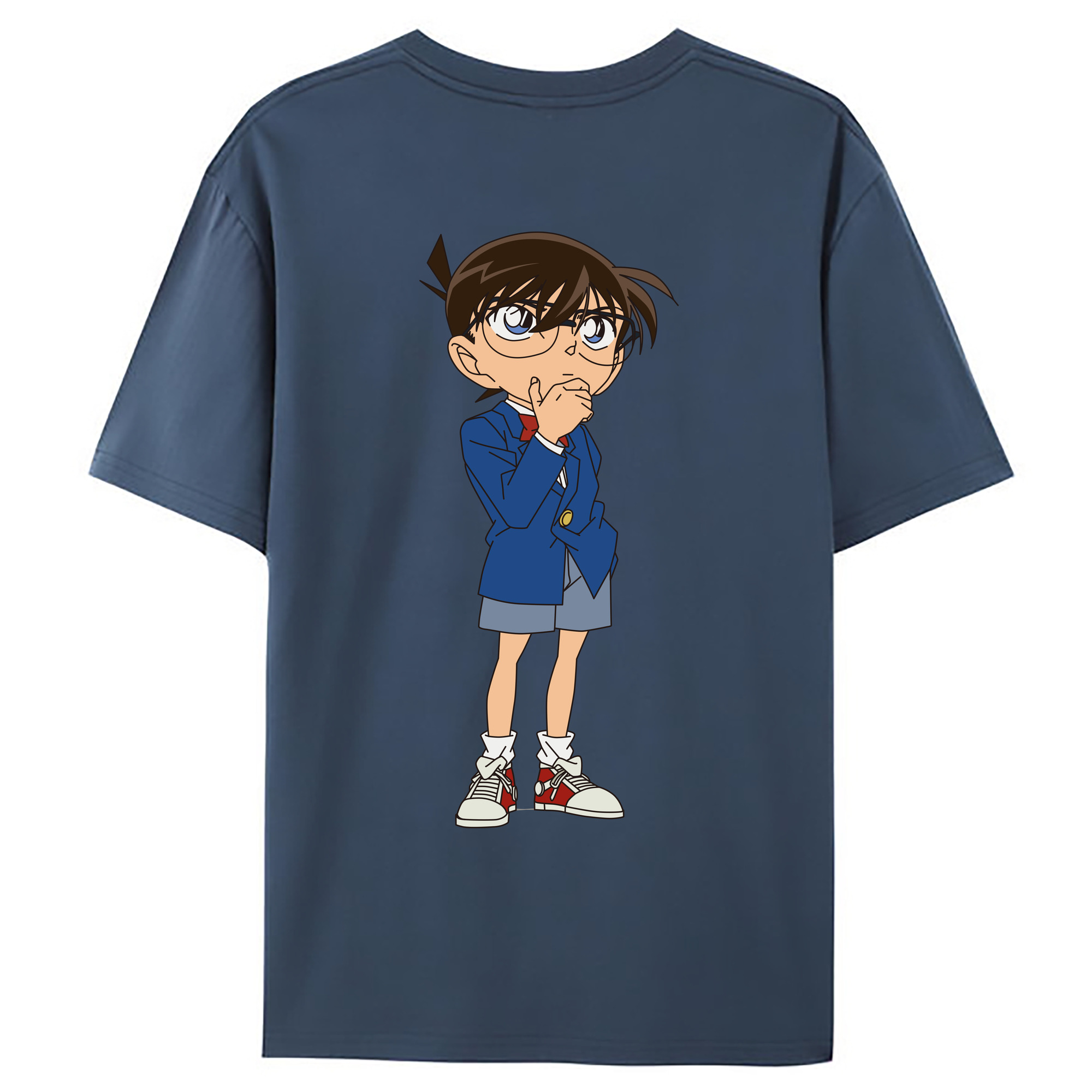（画像用） 名探偵コナン 江戸川 コナン Detective Conan Conan Edogawa 綿100％ メンズ半袖Tシャツ（バックプリント） 通気性