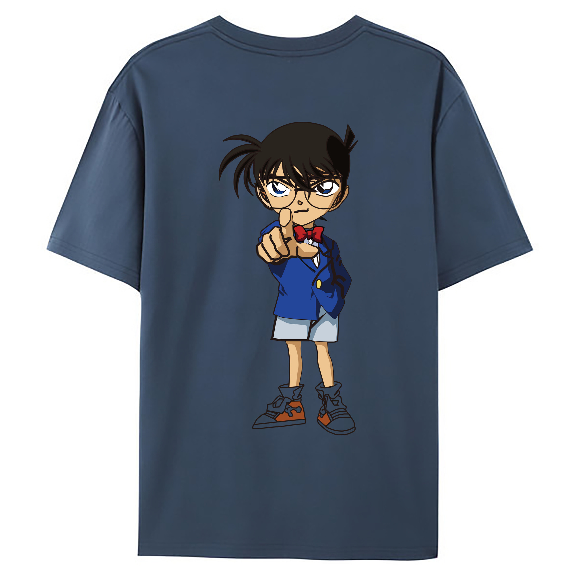（画像用） 名探偵コナン 江戸川 コナン Detective Conan Conan Edogawa 綿100％ メンズ半袖Tシャツ（バックプリント） 通気性