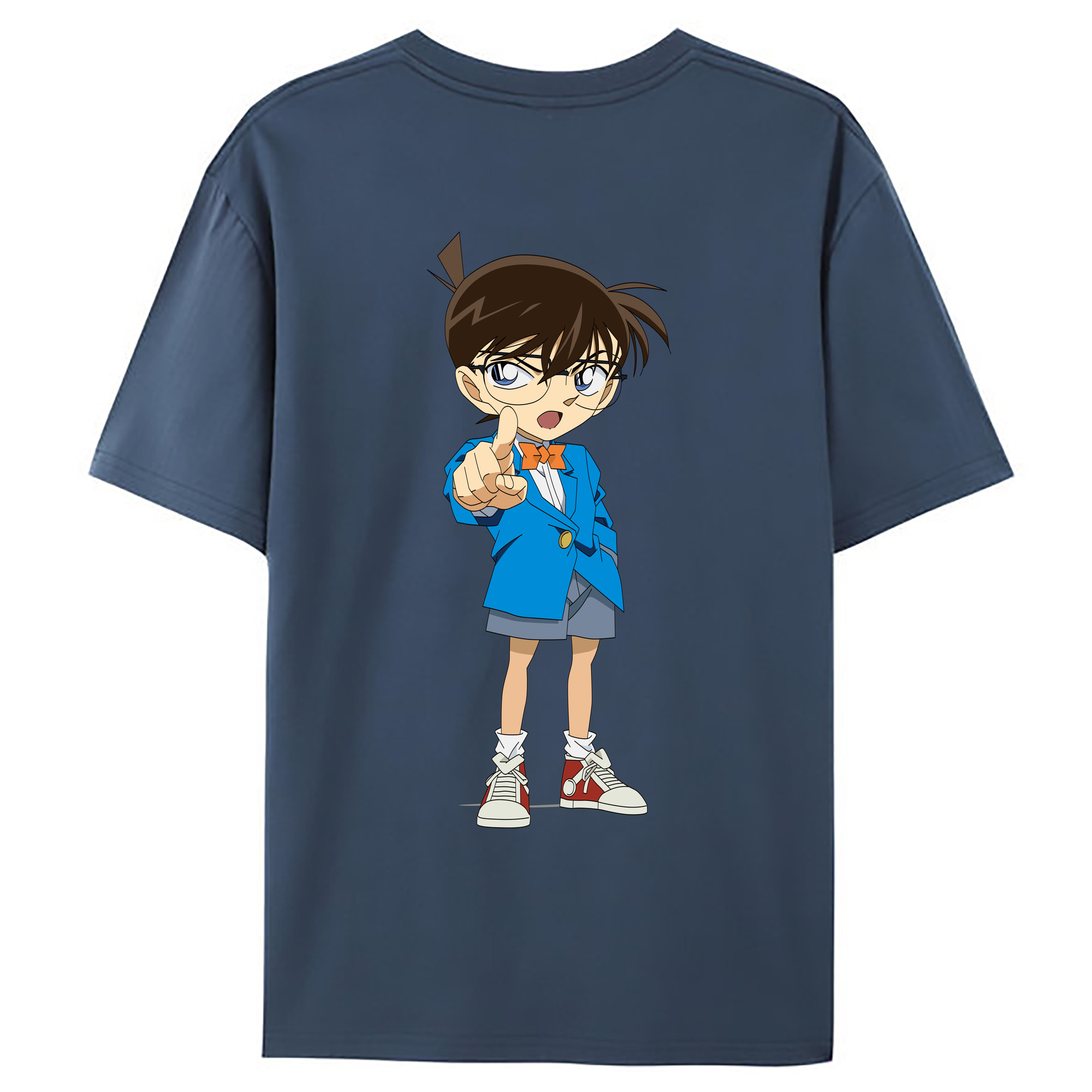 （画像用） 名探偵コナン 江戸川 コナン Detective Conan Conan Edogawa 綿100％ メンズ半袖Tシャツ（バックプリント） 通気性