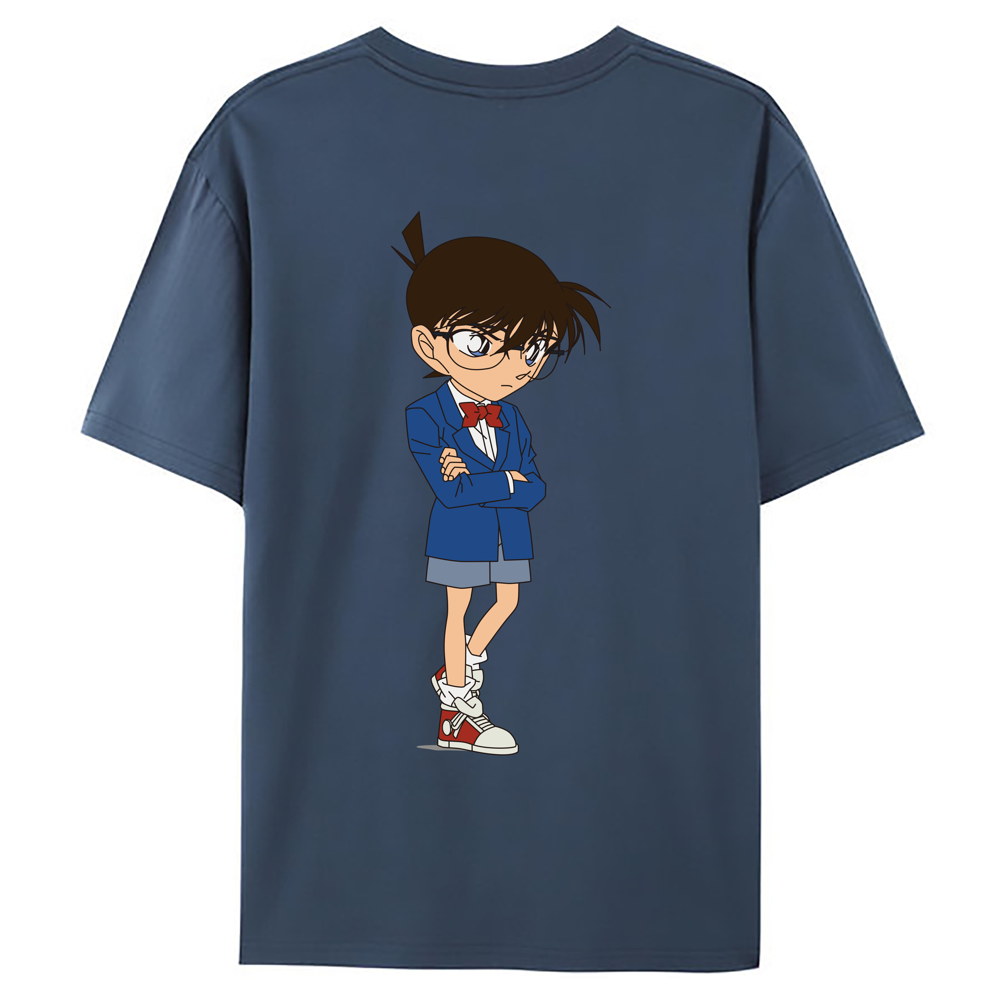 （画像用） 名探偵コナン 江戸川 コナン Detective Conan Conan Edogawa 綿100％ メンズ半袖Tシャツ（バックプリント） 通気性