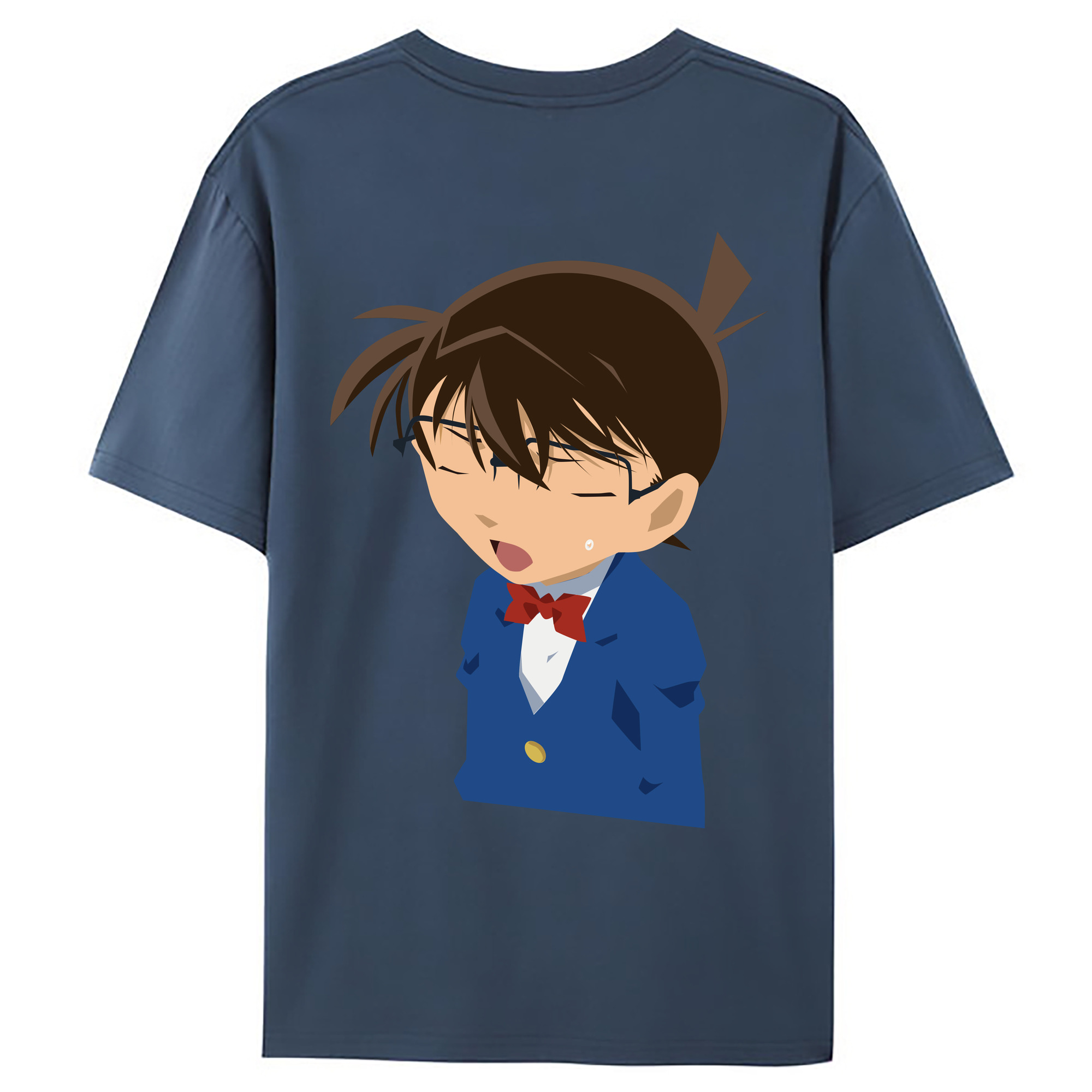 （画像用） 名探偵コナン 江戸川 コナン Detective Conan Conan Edogawa 綿100％ メンズ半袖Tシャツ（バックプリント） 通気性