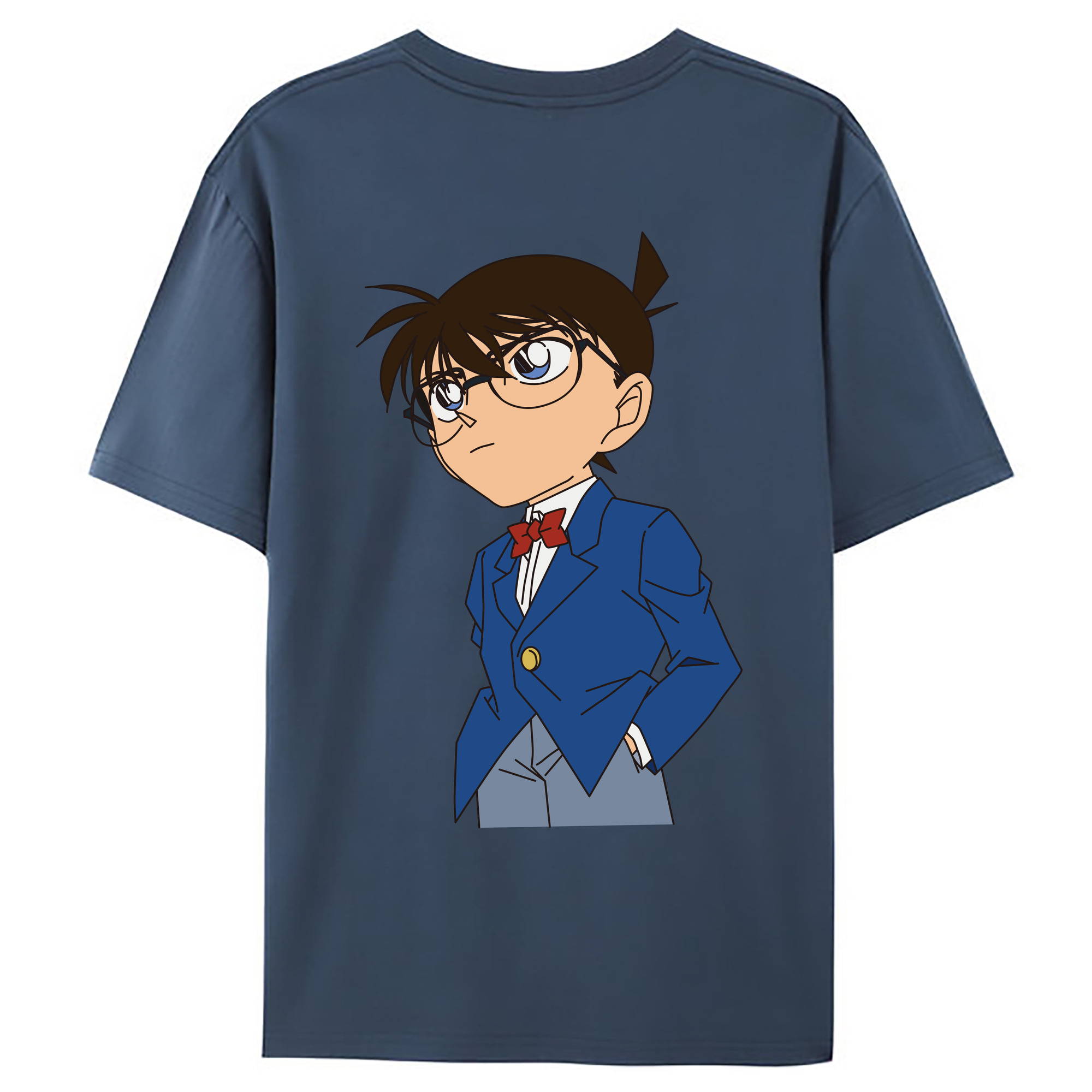 （画像用） 名探偵コナン 江戸川 コナン Detective Conan Conan Edogawa 綿100％ メンズ半袖Tシャツ（バックプリント） 通気性