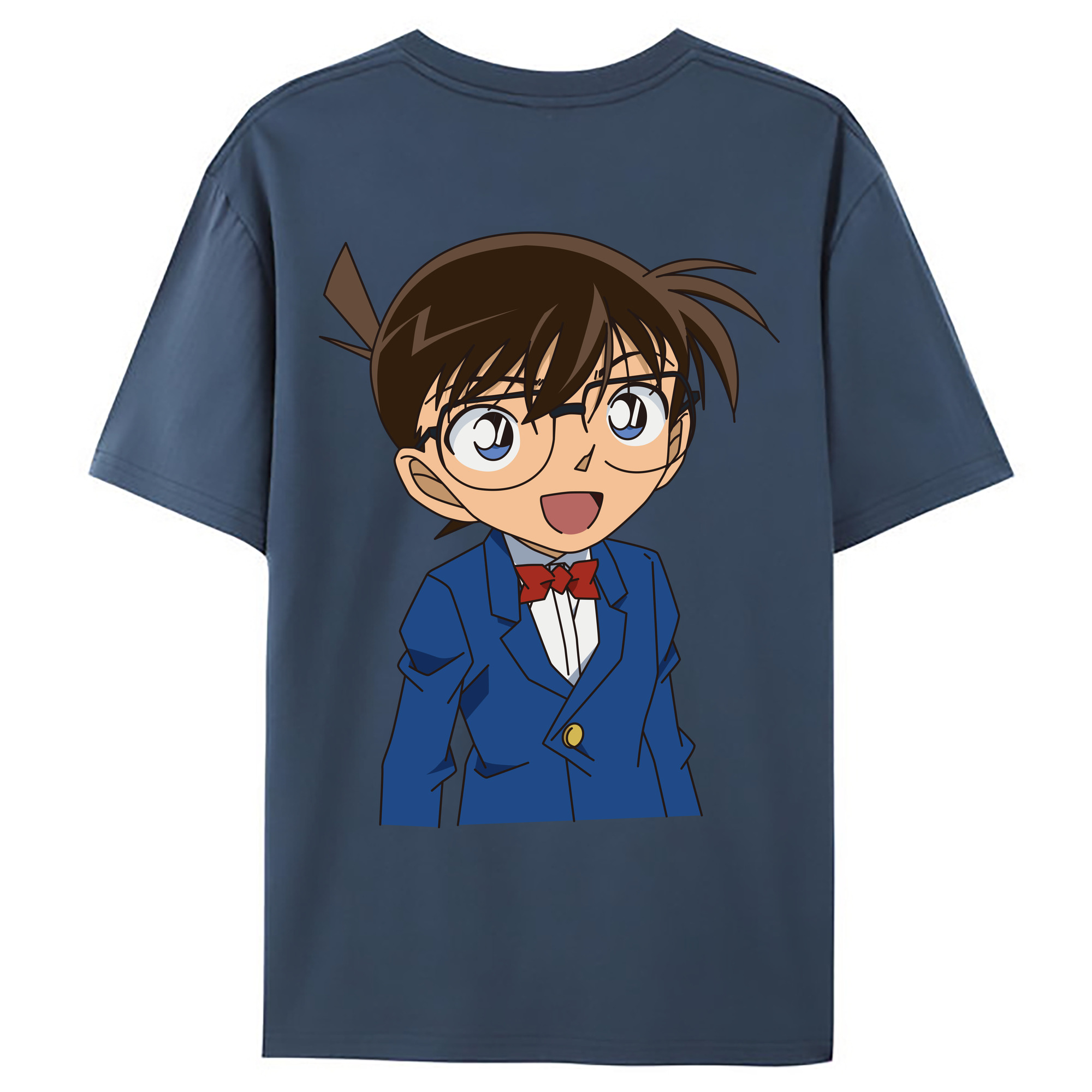 （画像用） 名探偵コナン 江戸川 コナン Detective Conan Conan Edogawa 綿100％ メンズ半袖Tシャツ（バックプリント） 通気性