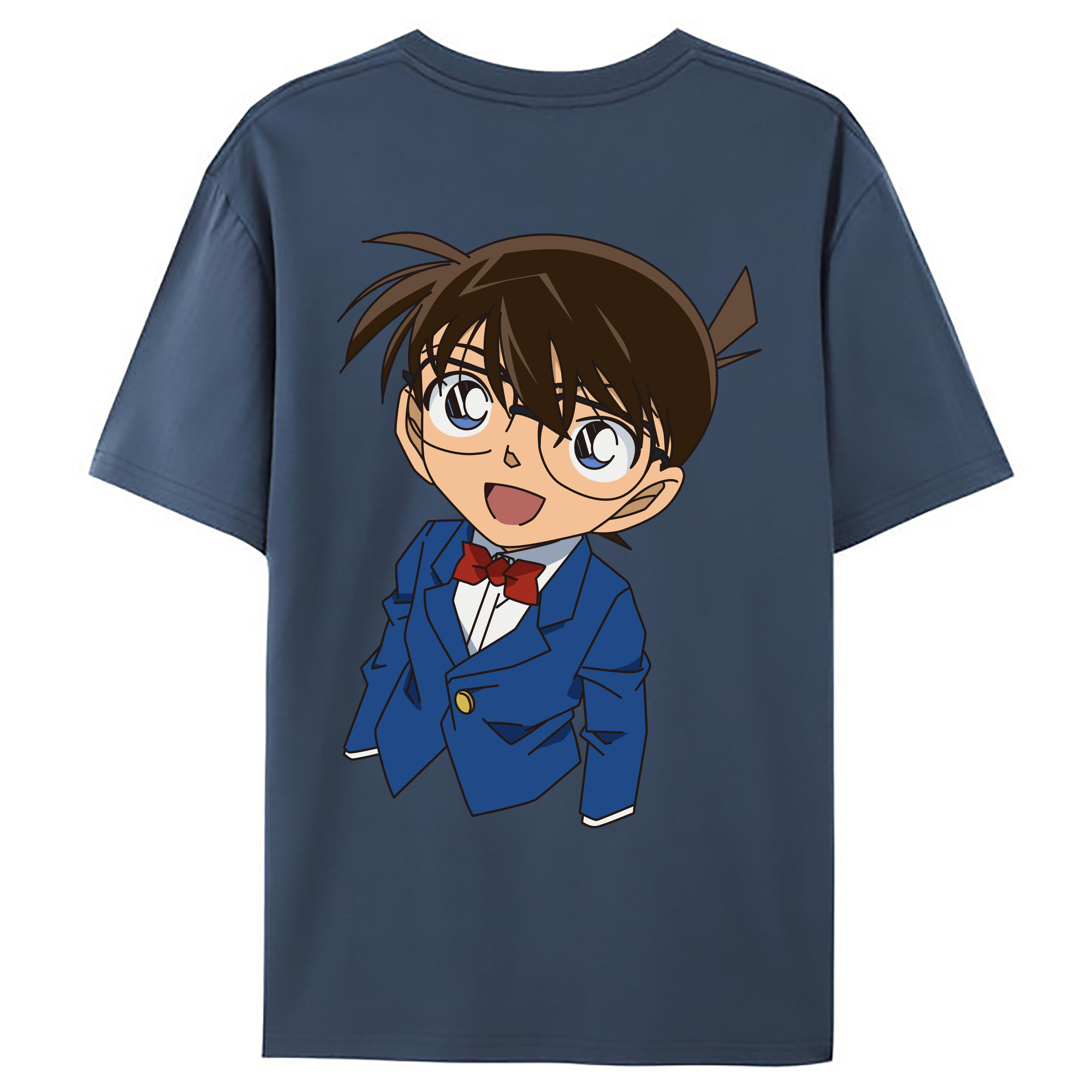 （画像用） 名探偵コナン 江戸川 コナン Detective Conan Conan Edogawa 綿100％ メンズ半袖Tシャツ（バックプリント） 通気性