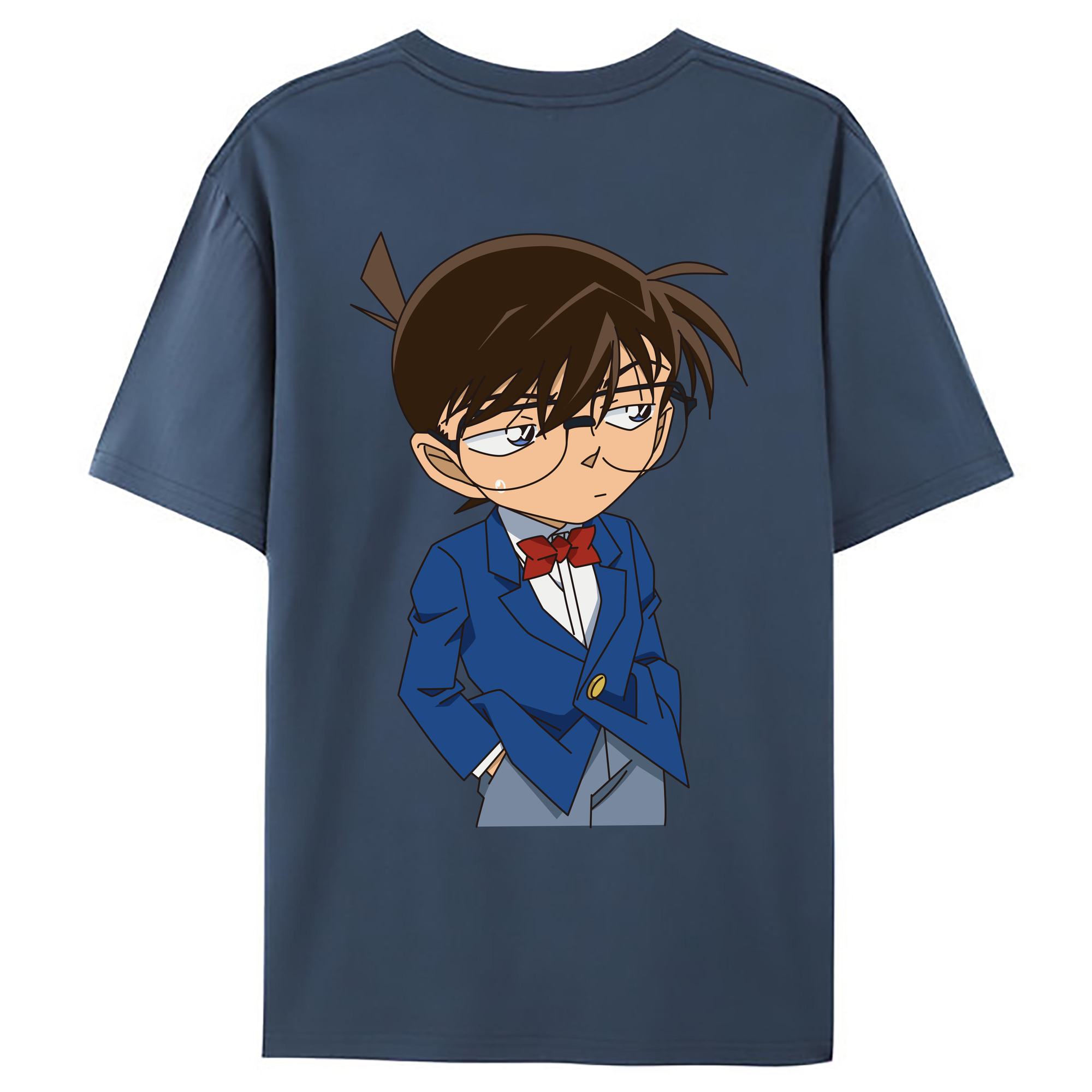 （画像用） 名探偵コナン 江戸川 コナン Detective Conan Conan Edogawa 綿100％ メンズ半袖Tシャツ（バックプリント） 通気性