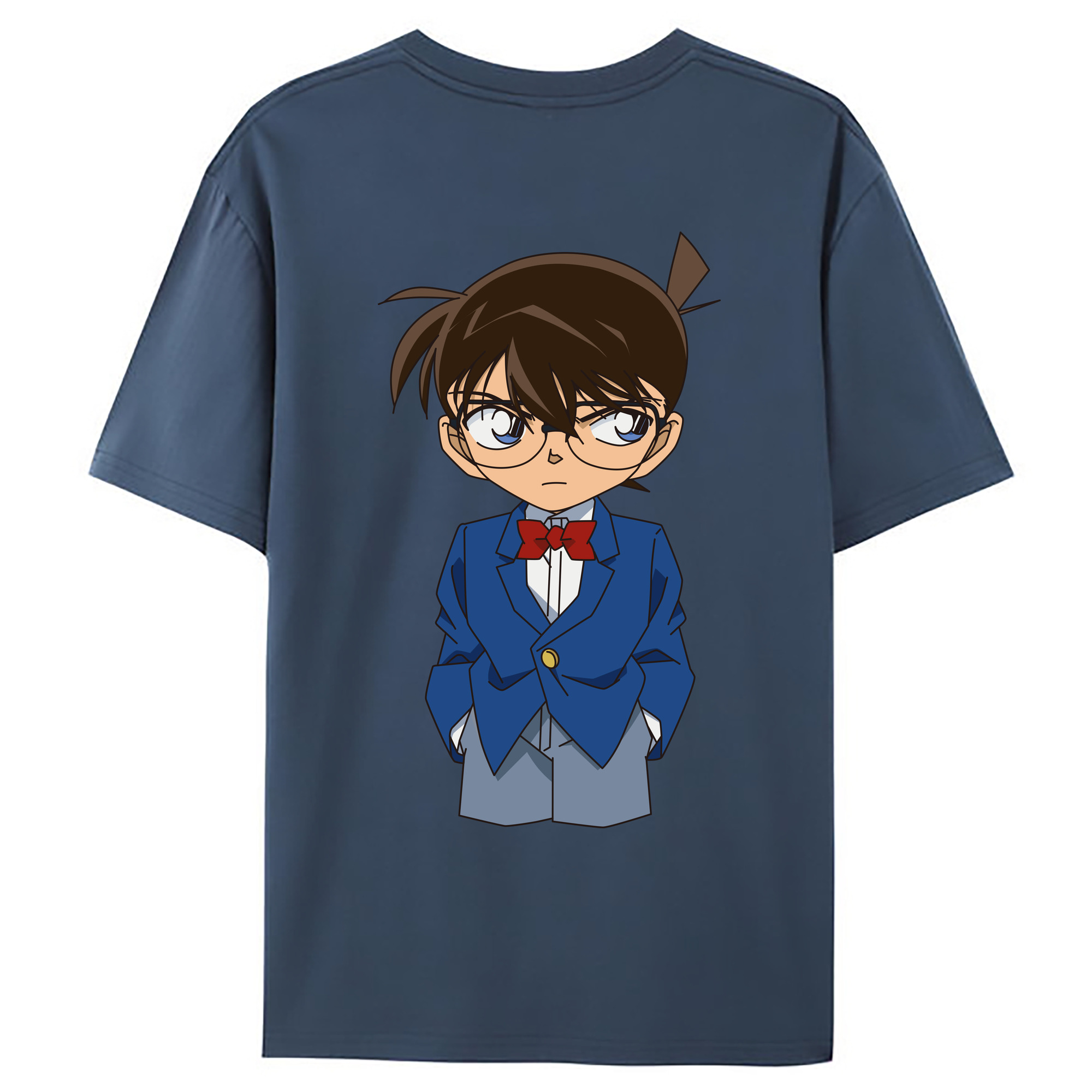 （画像用） 名探偵コナン 江戸川 コナン Detective Conan Conan Edogawa 綿100％ メンズ半袖Tシャツ（バックプリント） 通気性