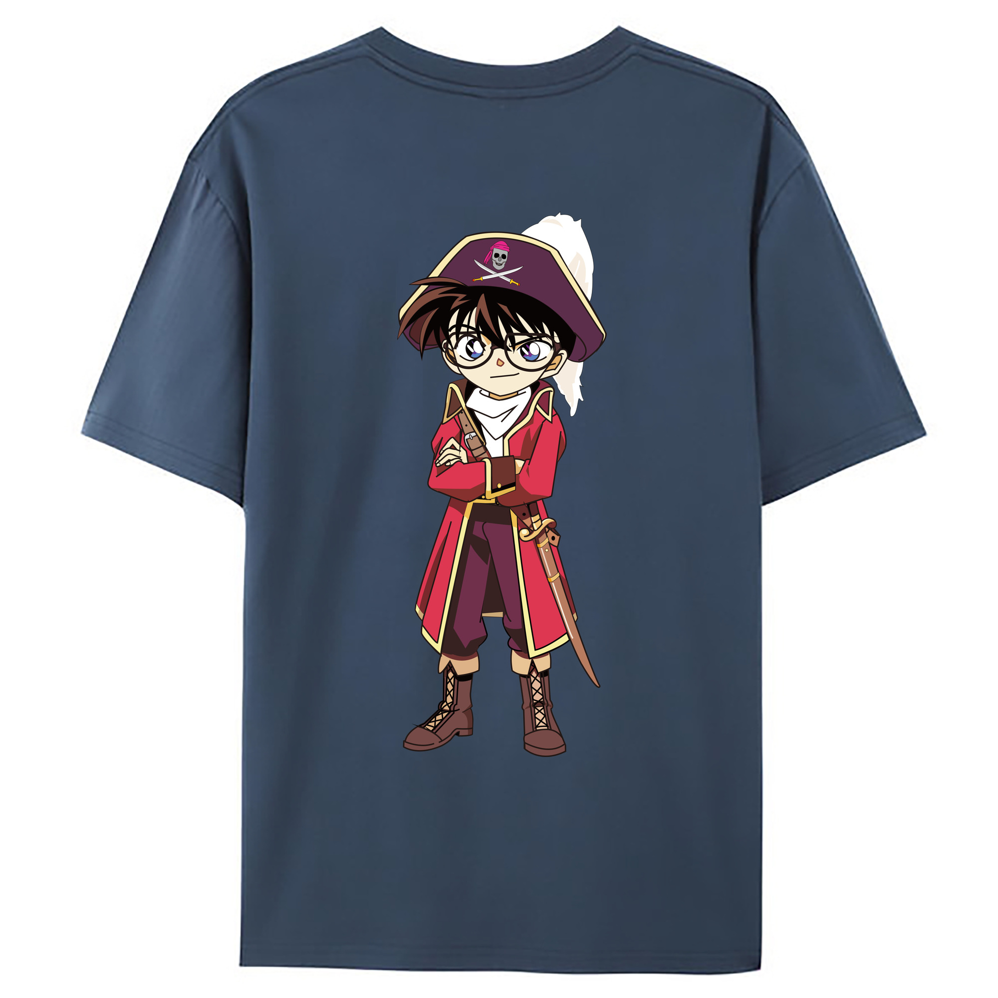 （画像用） 名探偵コナン 江戸川 コナン Detective Conan Conan Edogawa 綿100％ メンズ半袖Tシャツ（バックプリント） 通気性