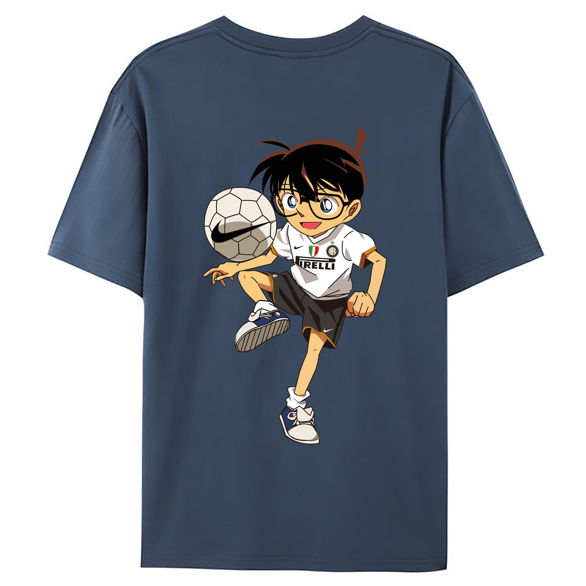 （画像用） 名探偵コナン 江戸川 コナン Detective Conan Conan Edogawa 綿100％ メンズ半袖Tシャツ（バックプリント） 通気性