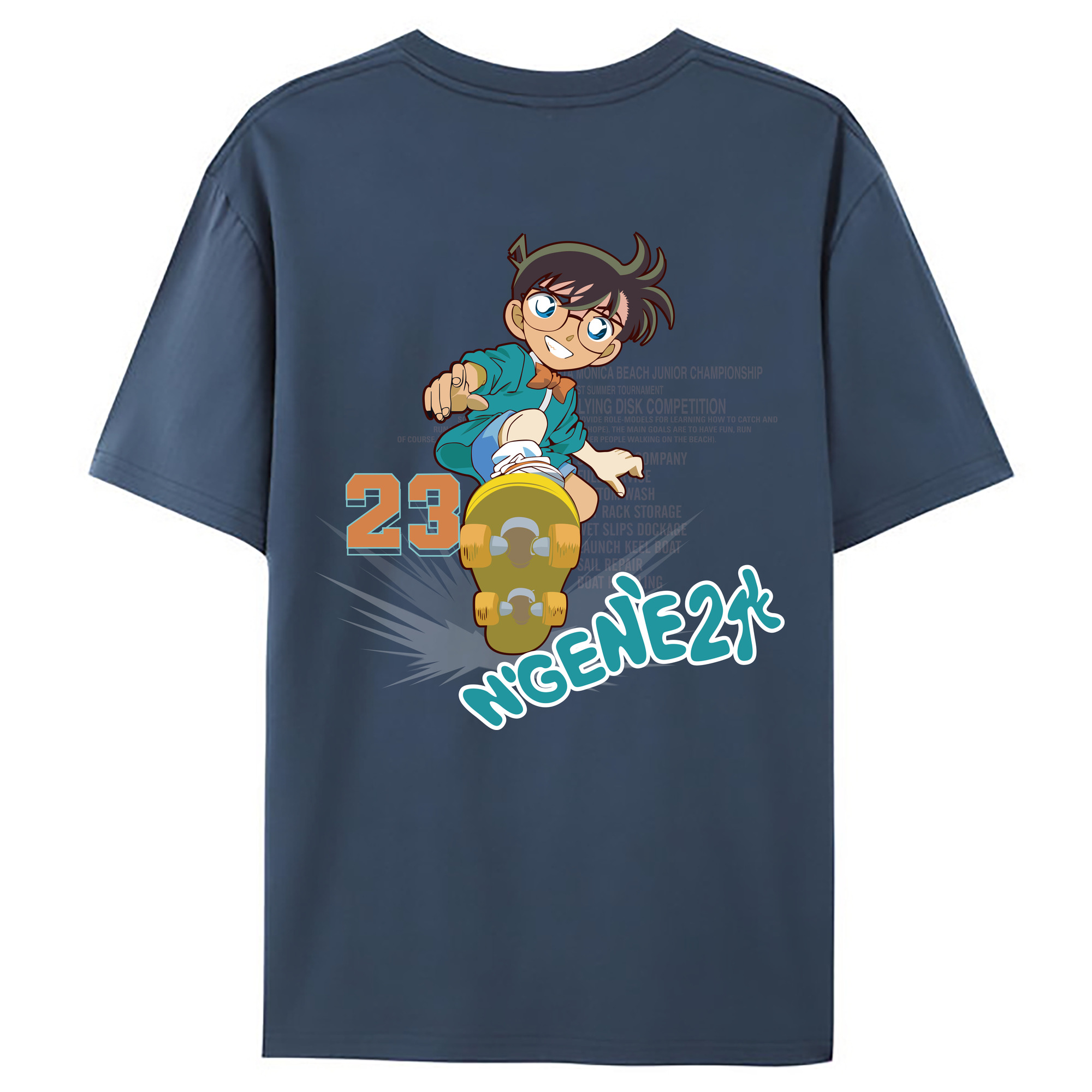 （画像用） 名探偵コナン 江戸川 コナン Detective Conan Conan Edogawa 綿100％ メンズ半袖Tシャツ（バックプリント） 通気性