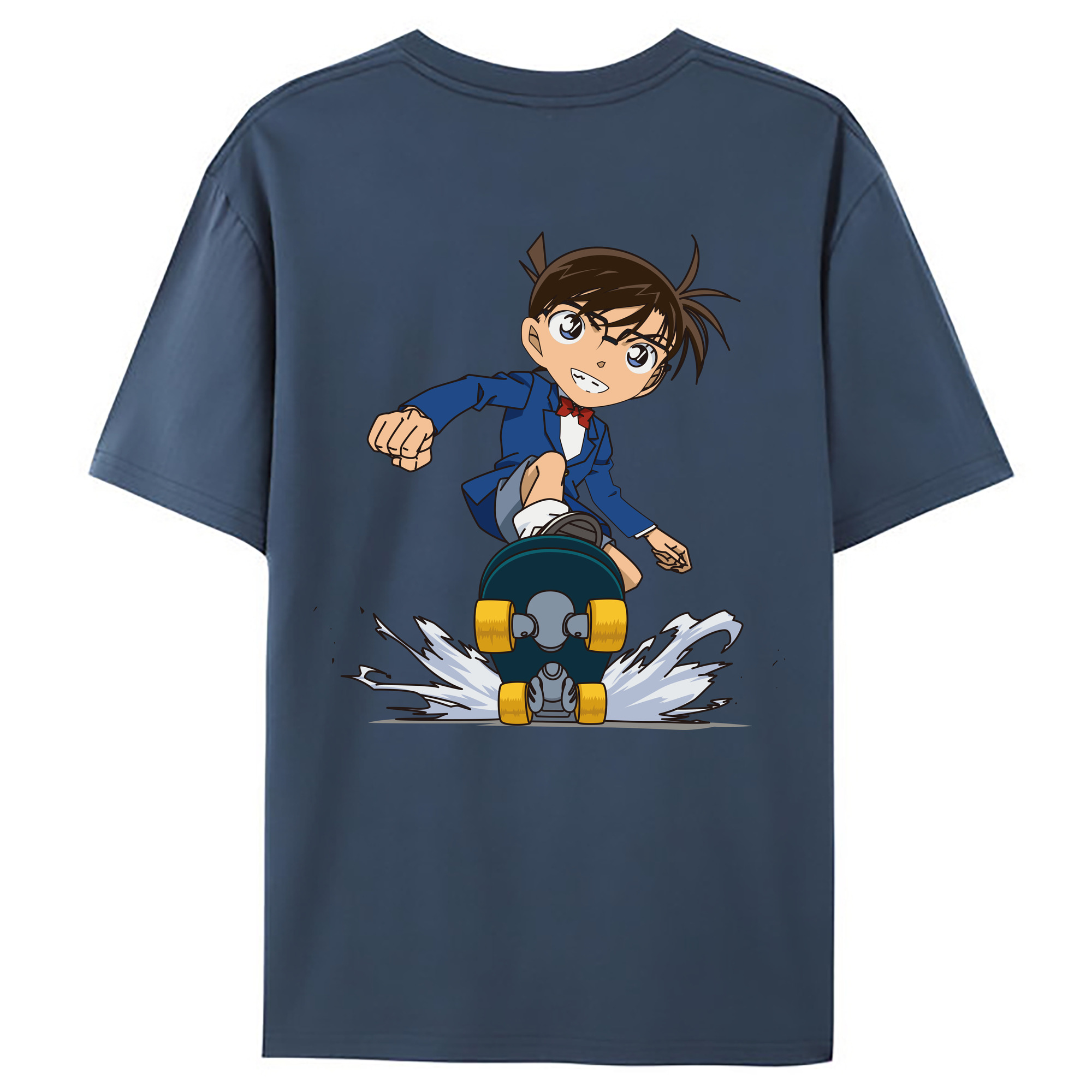 （画像用） 名探偵コナン 江戸川 コナン Detective Conan Conan Edogawa 綿100％ メンズ半袖Tシャツ（バックプリント） 通気性