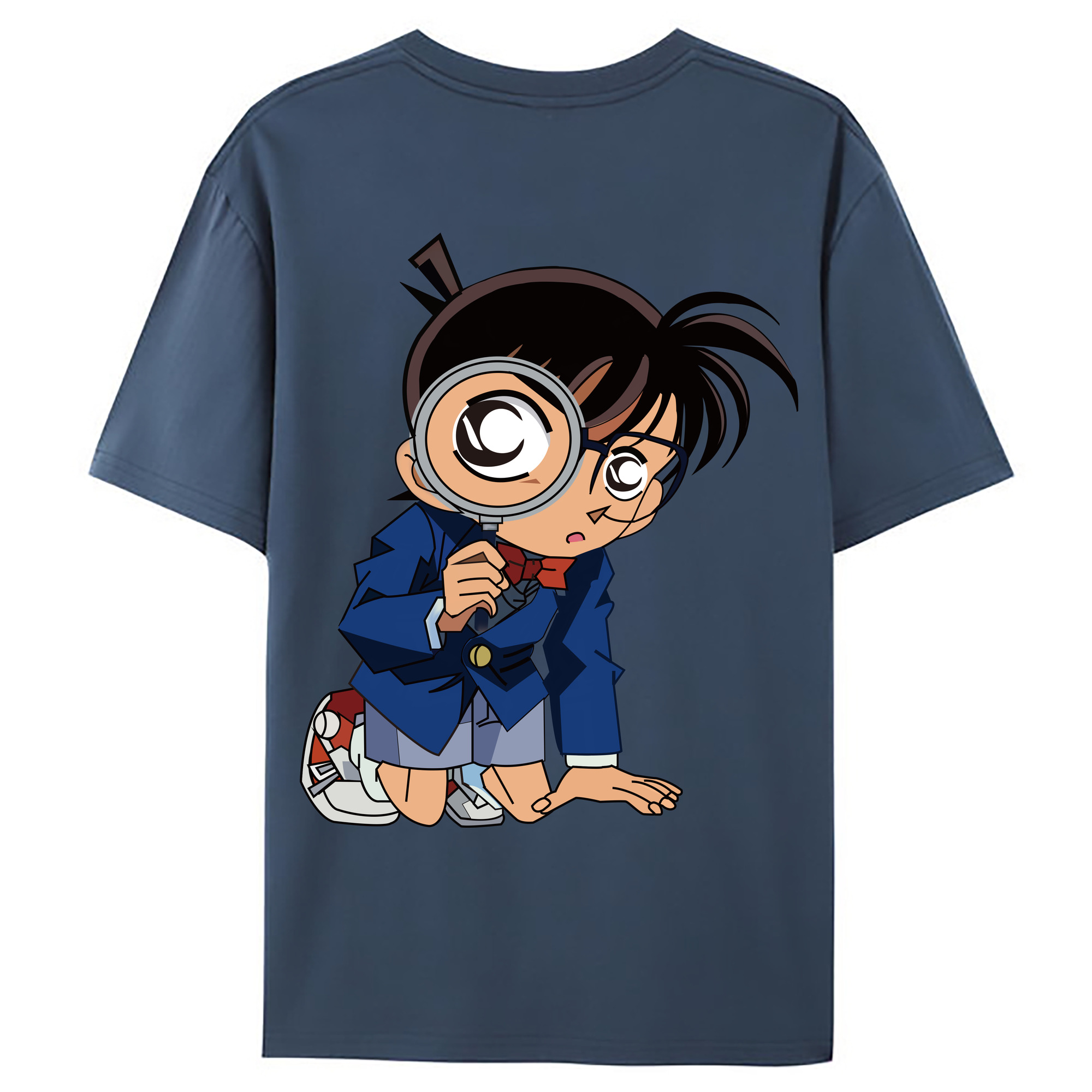 （画像用） 名探偵コナン 江戸川 コナン Detective Conan Conan Edogawa 綿100％ メンズ半袖Tシャツ（バックプリント） 通気性