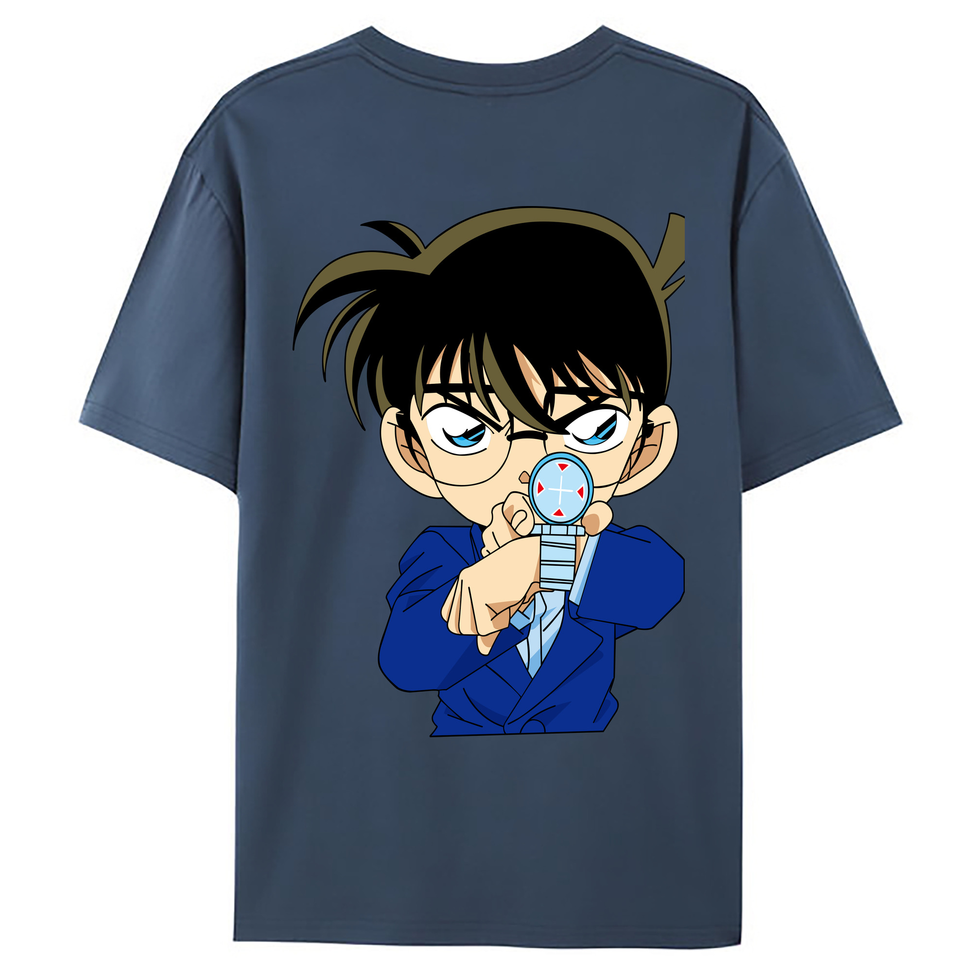 （画像用） 名探偵コナン 江戸川 コナン Detective Conan Conan Edogawa 綿100％ メンズ半袖Tシャツ（バックプリント） 通気性