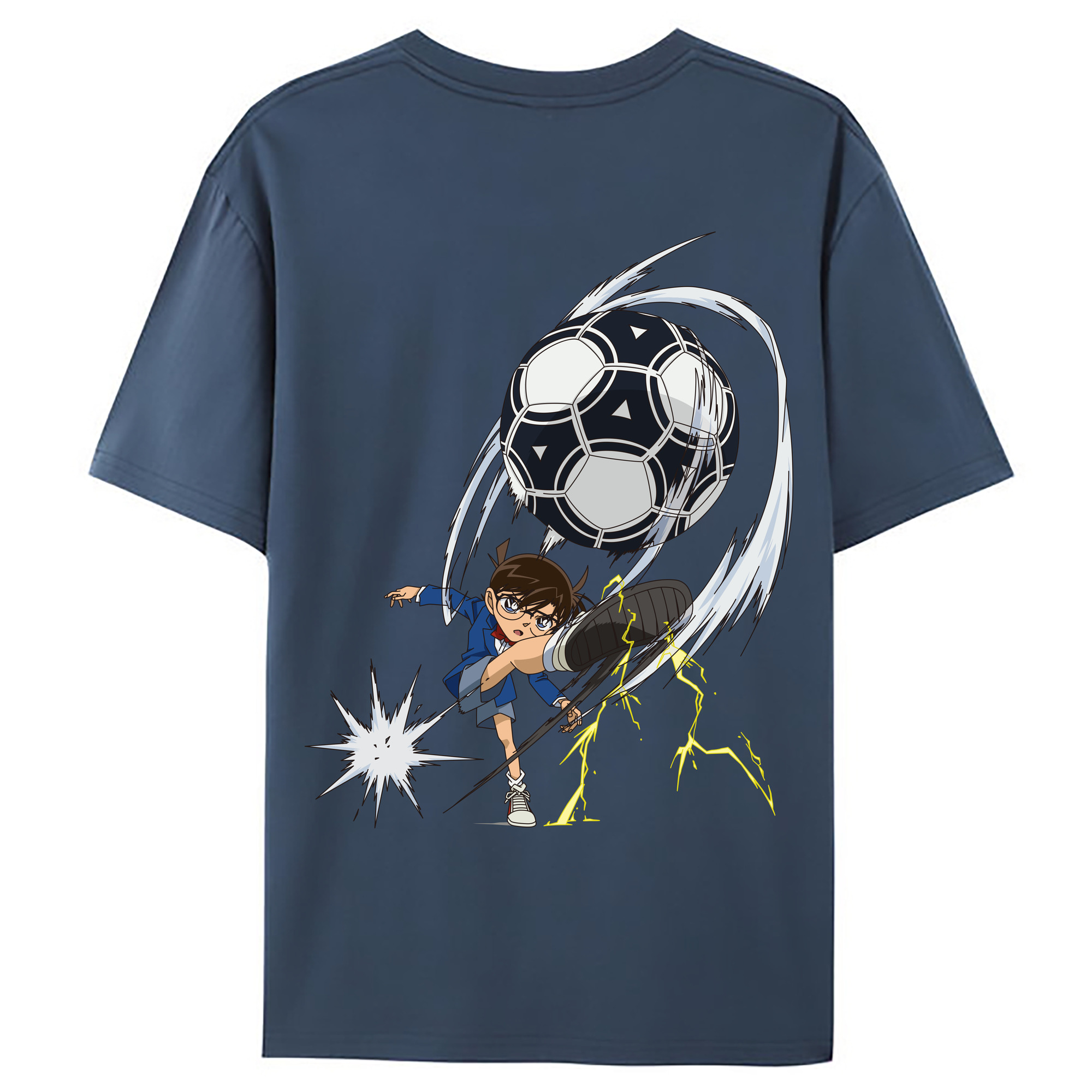 （画像用） 名探偵コナン 江戸川 コナン Detective Conan Conan Edogawa 綿100％ メンズ半袖Tシャツ（バックプリント） 通気性