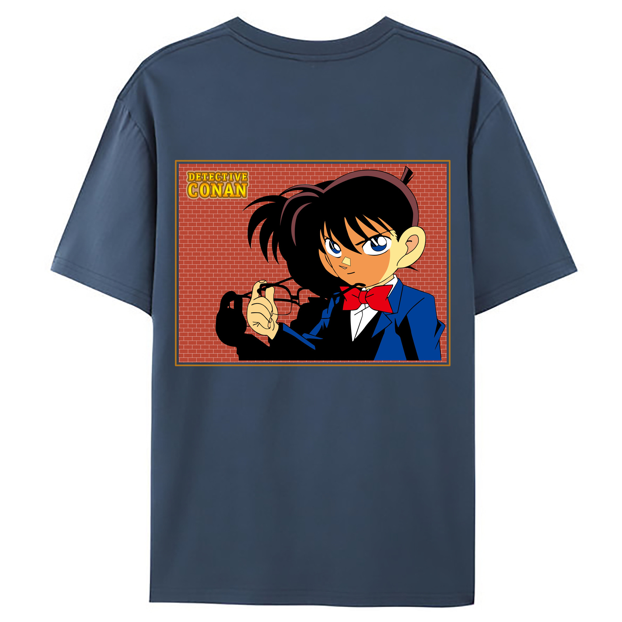 （画像用） 名探偵コナン 江戸川 コナン Detective Conan Conan Edogawa 綿100％ メンズ半袖Tシャツ（バックプリント） 通気性