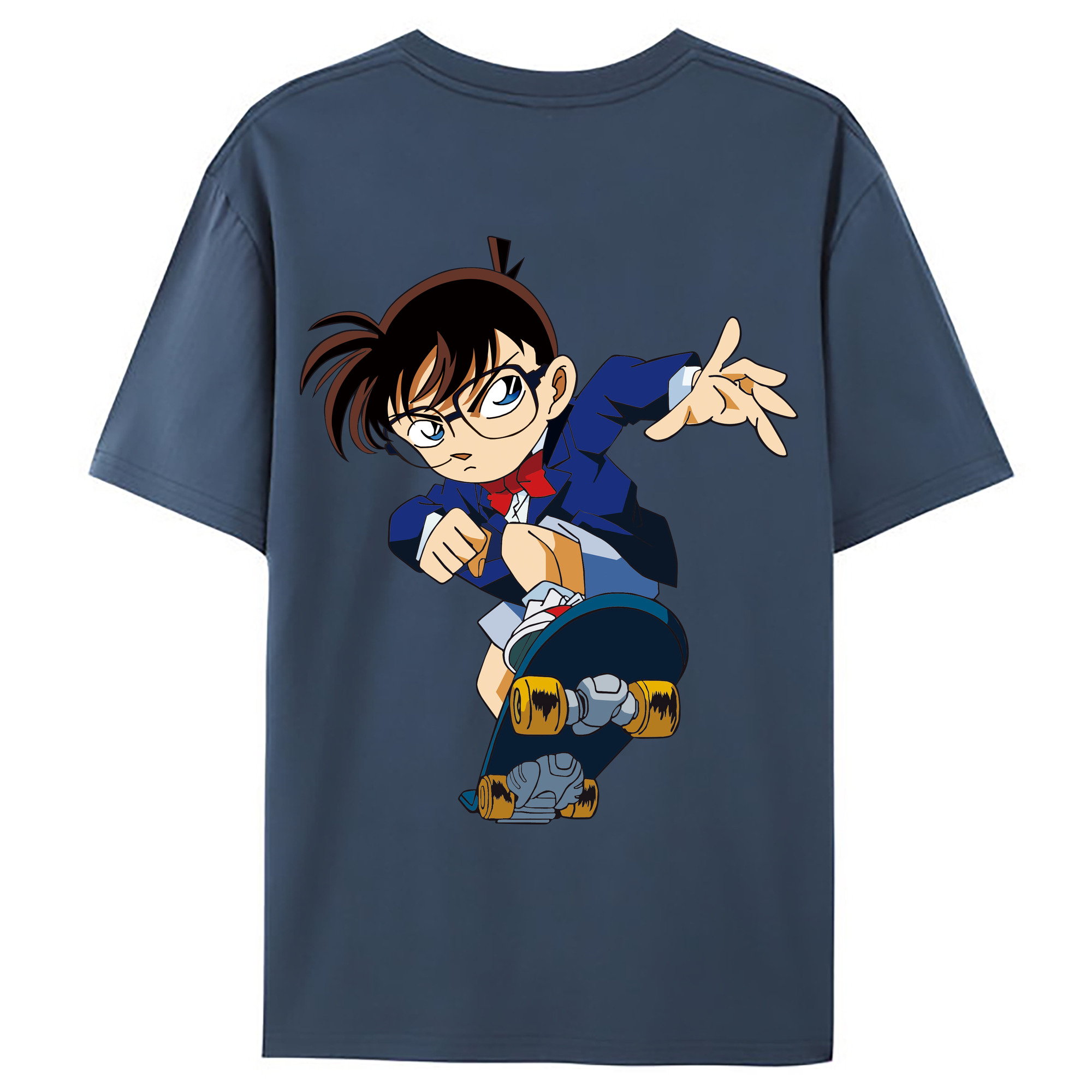 （画像用） 名探偵コナン 江戸川 コナン Detective Conan Conan Edogawa 綿100％ メンズ半袖Tシャツ（バックプリント） 通気性