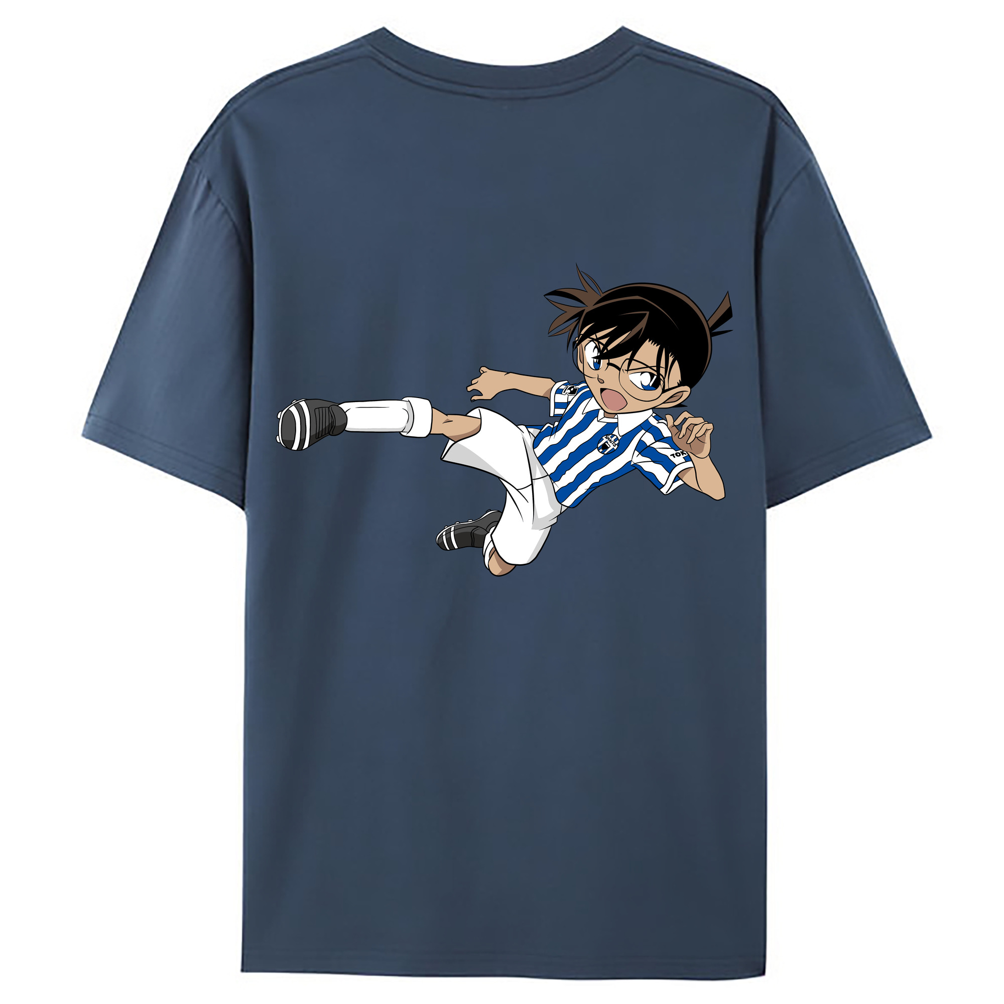 （画像用） 名探偵コナン 江戸川 コナン Detective Conan Conan Edogawa 綿100％ メンズ半袖Tシャツ（バックプリント） 通気性