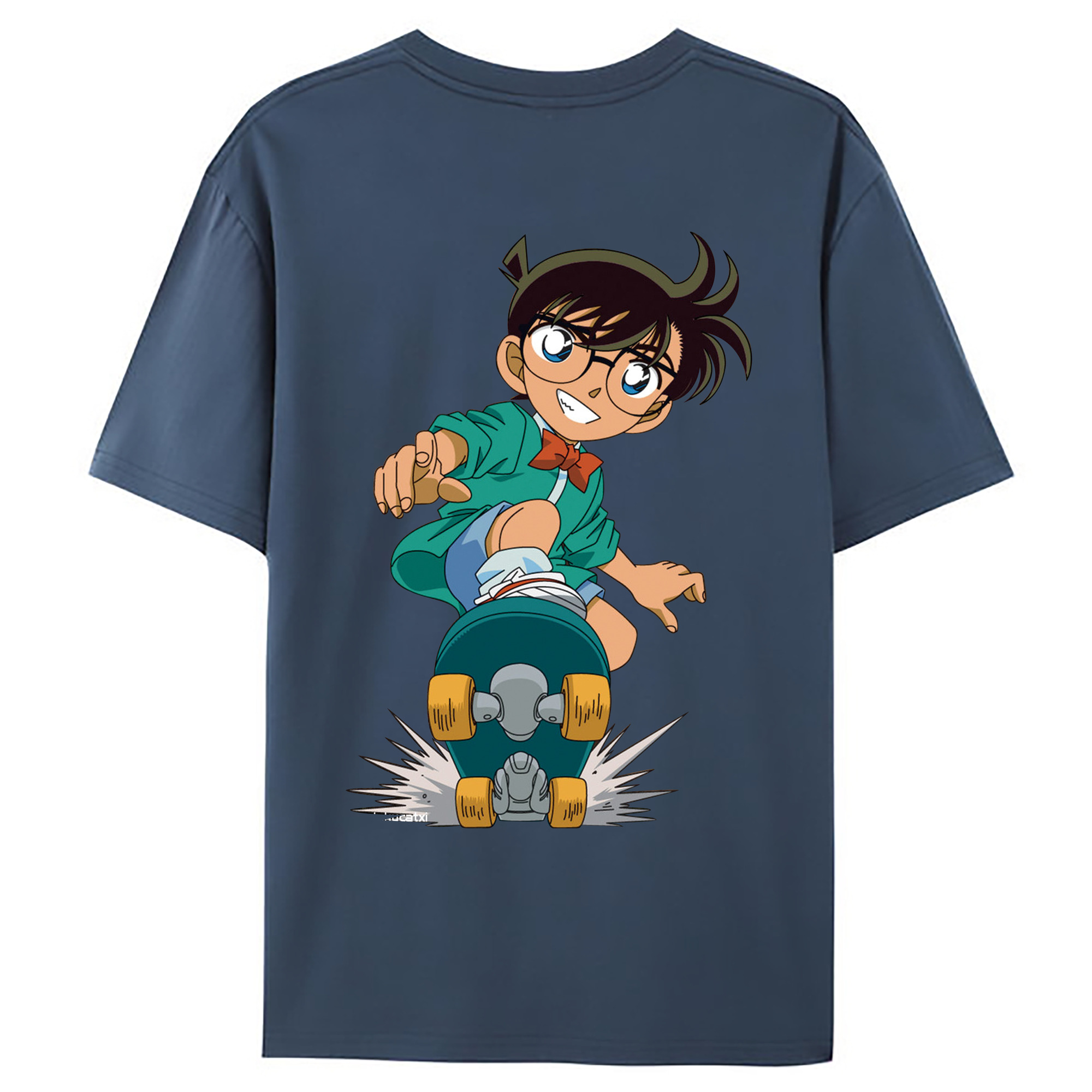 （画像用） 名探偵コナン 江戸川 コナン Detective Conan Conan Edogawa 綿100％ メンズ半袖Tシャツ（バックプリント） 通気性