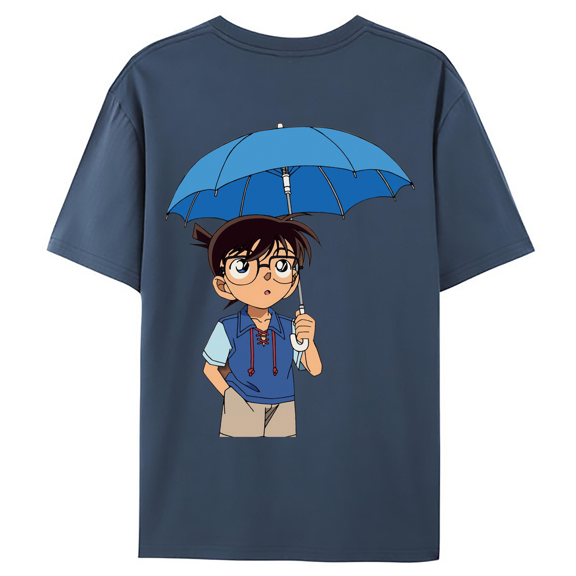 （画像用） 名探偵コナン 江戸川 コナン Detective Conan Conan Edogawa 綿100％ メンズ半袖Tシャツ（バックプリント） 通気性