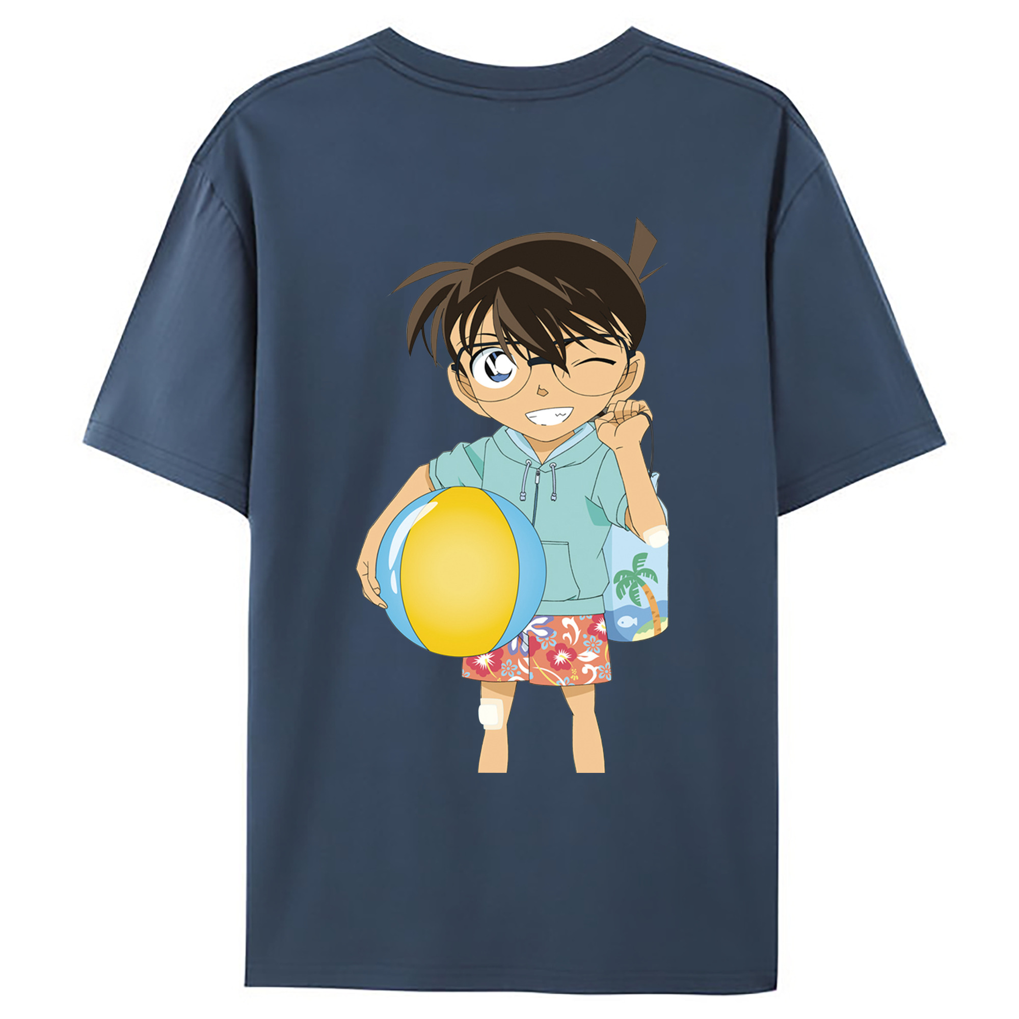 （画像用） 名探偵コナン 江戸川 コナン Detective Conan Conan Edogawa 綿100％ メンズ半袖Tシャツ（バックプリント） 通気性