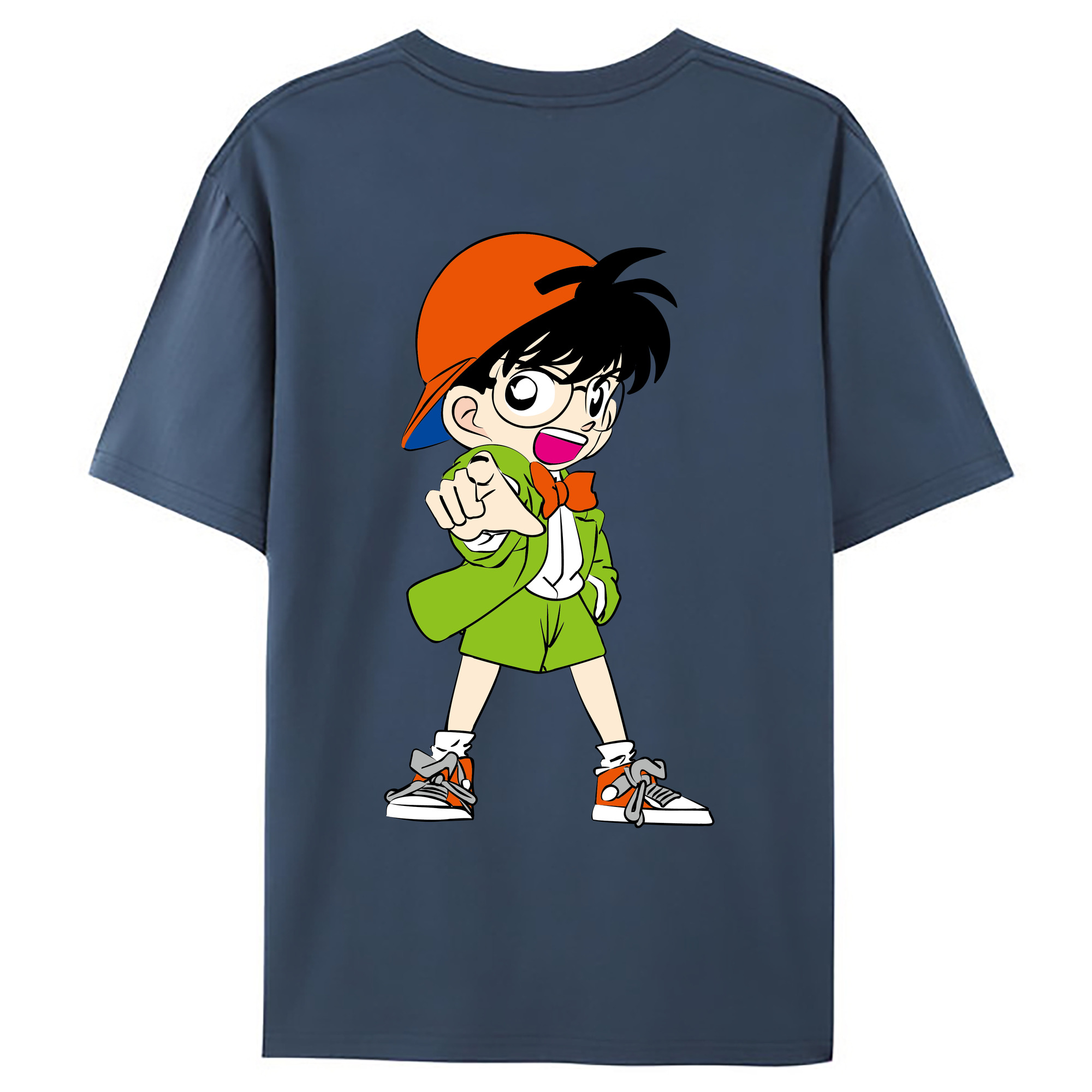 （画像用） 名探偵コナン 江戸川 コナン Detective Conan Conan Edogawa 綿100％ メンズ半袖Tシャツ（バックプリント） 通気性